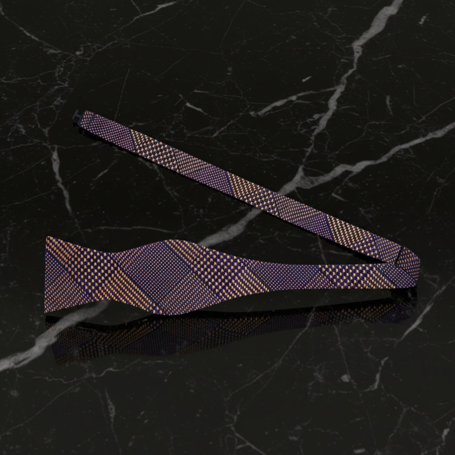Orange Blue Geometric Bow tie Self Tie