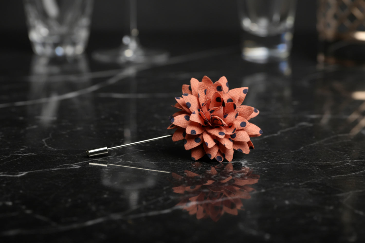 Orange, Blue Polka Lapel Pin