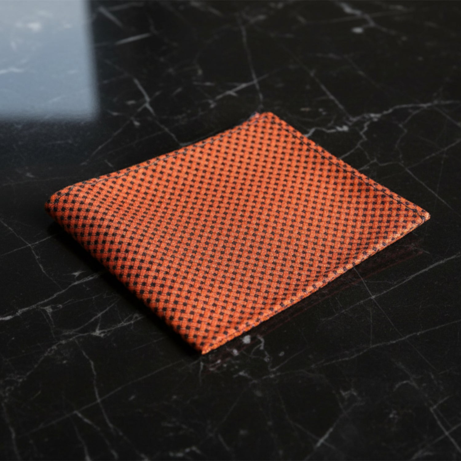 Main View: Orange, Black Geometric Pocket Square