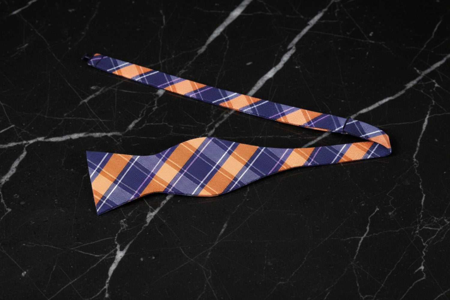 Orange and Purple Plaid Bow Tie Untied