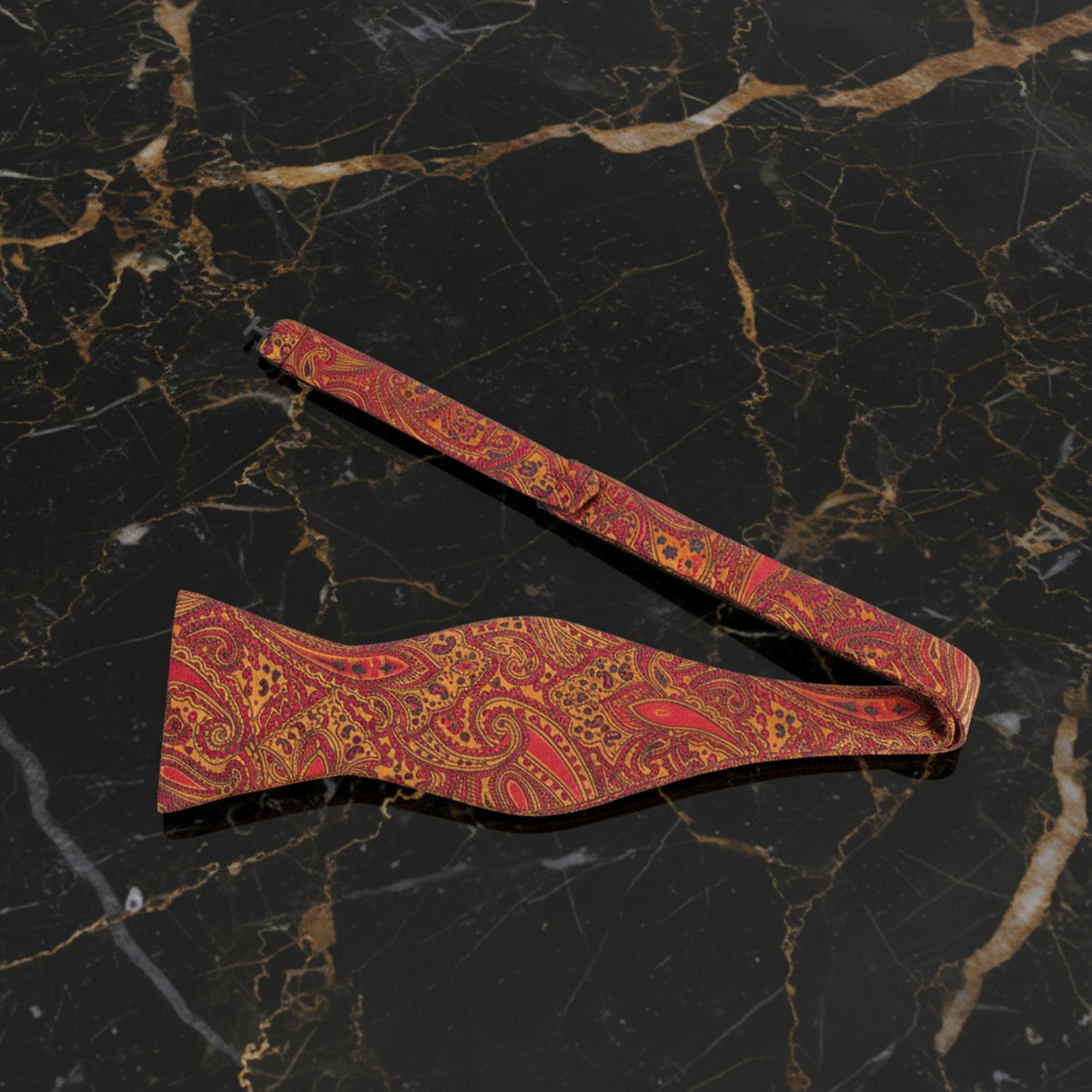 Copper, Orange Paisley Bow Tie Untied