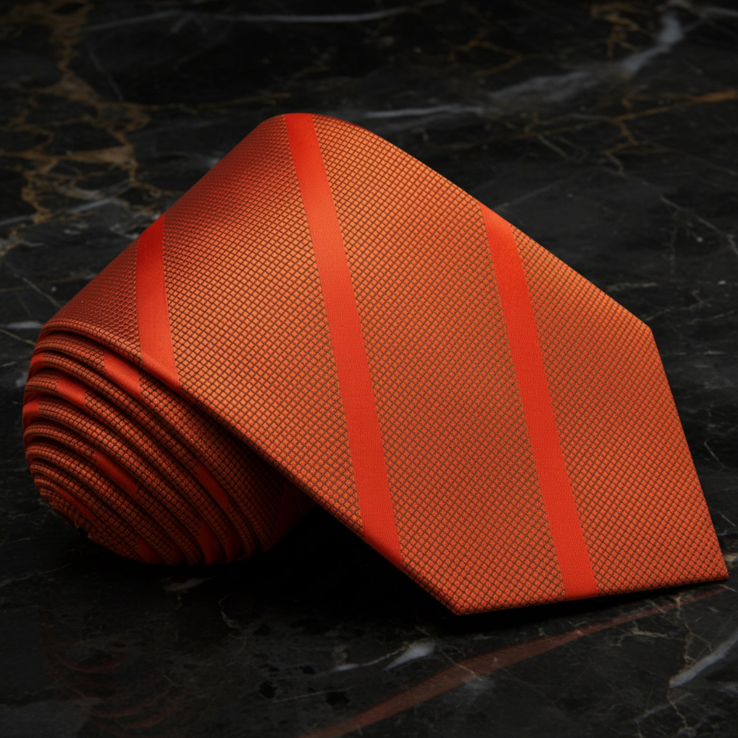 Single Tie: Pumpkin Orange Stripe Necktie  