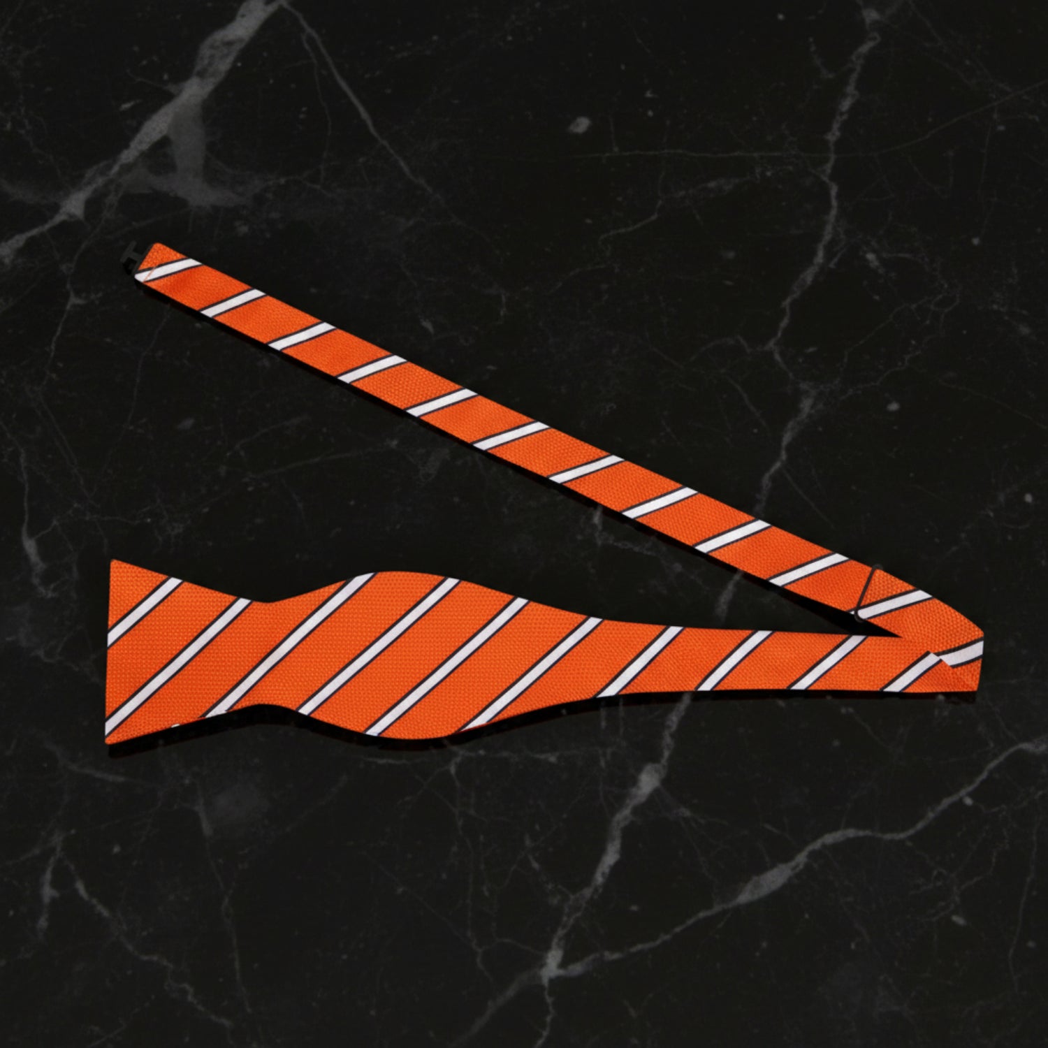 Single Self Tie: Orange, White Stripe Self Tie Bow Tie 
