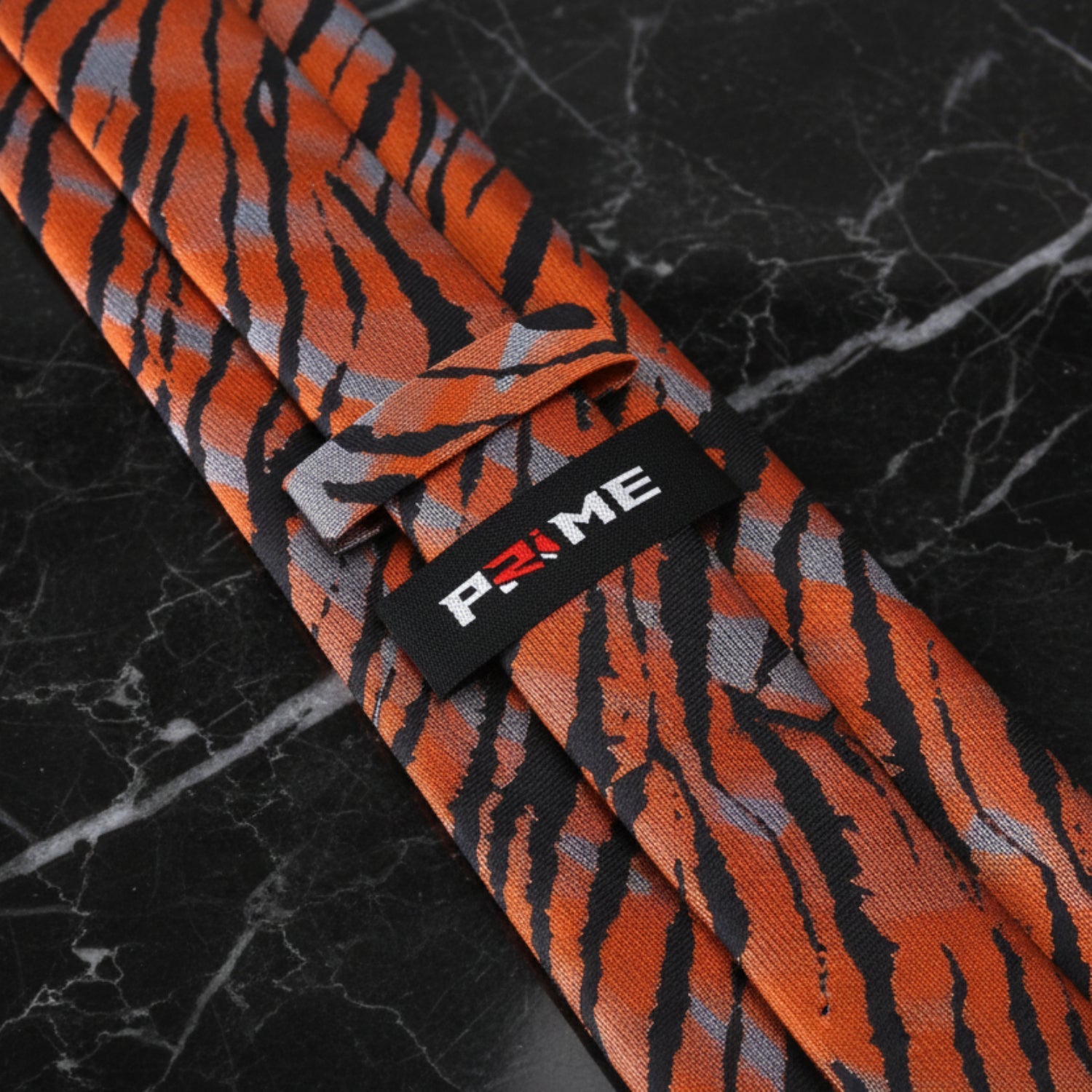 Tie Keep: Orange, Grey, Black Tiger Print Tie