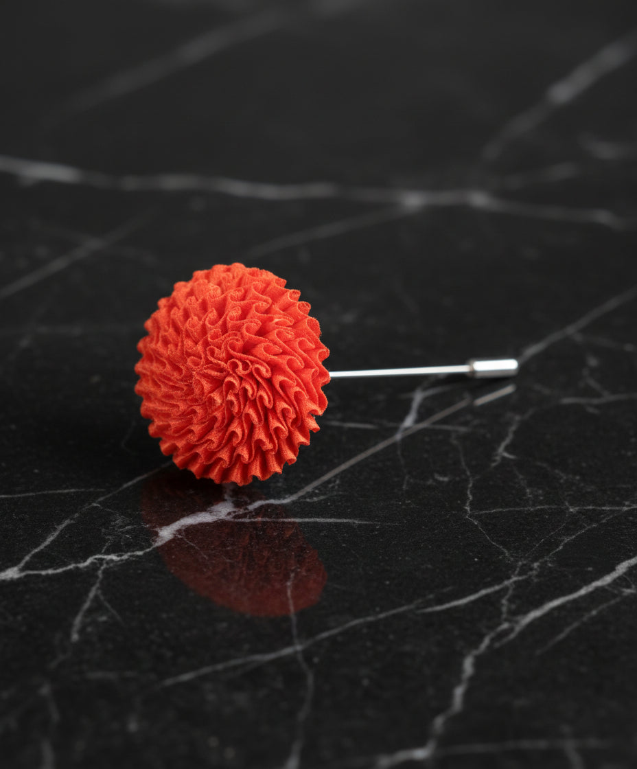 A Solid Orange Intricate Fancy Burst Lapel Pin||Orange
