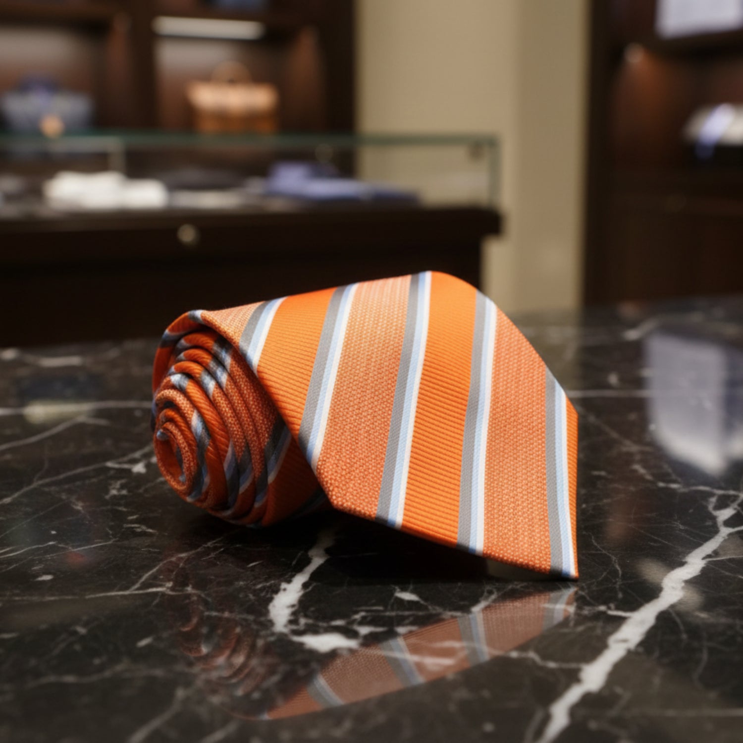 Orange and Grey Stripe Tie 
