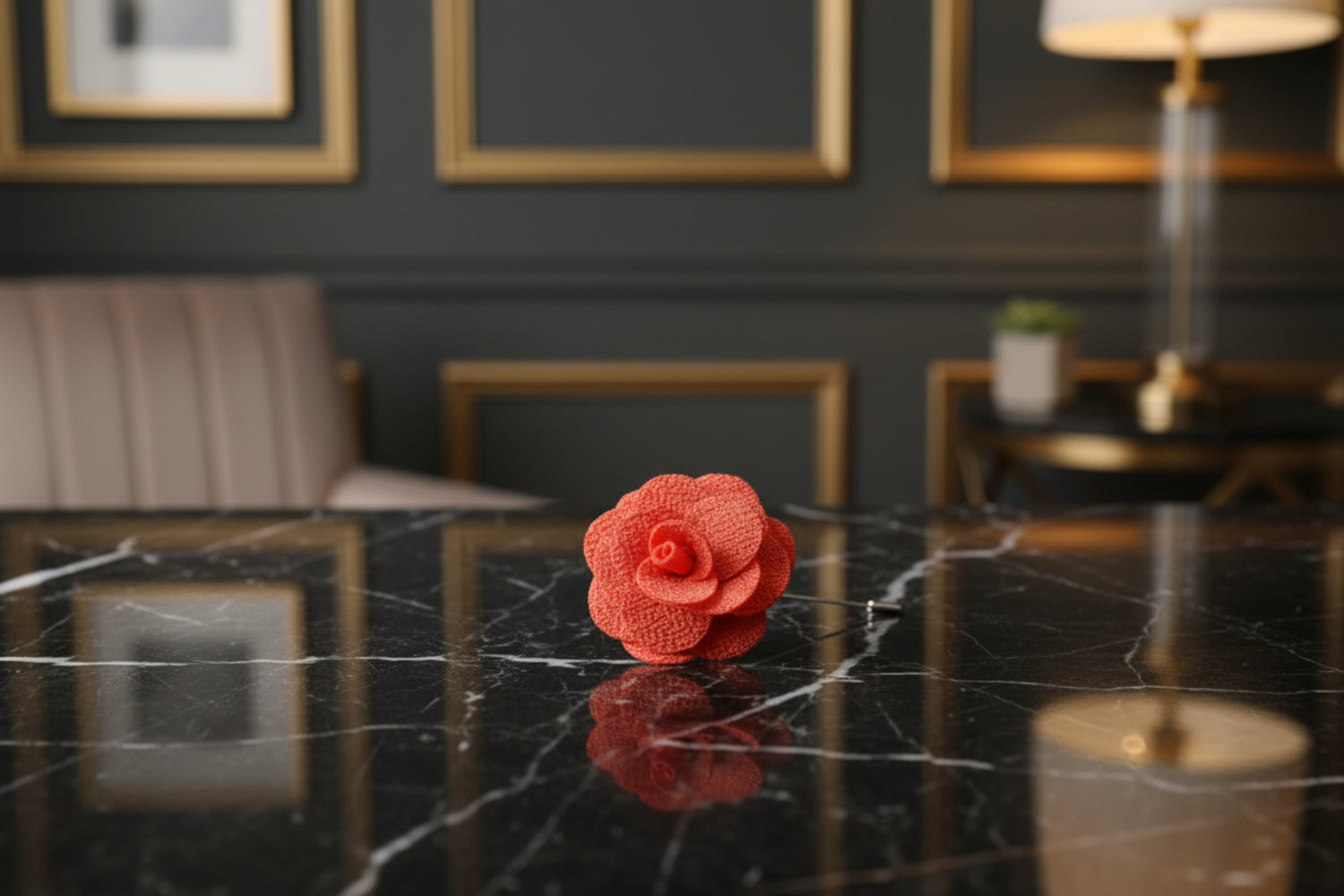 A Orange Colored Lapel Flower