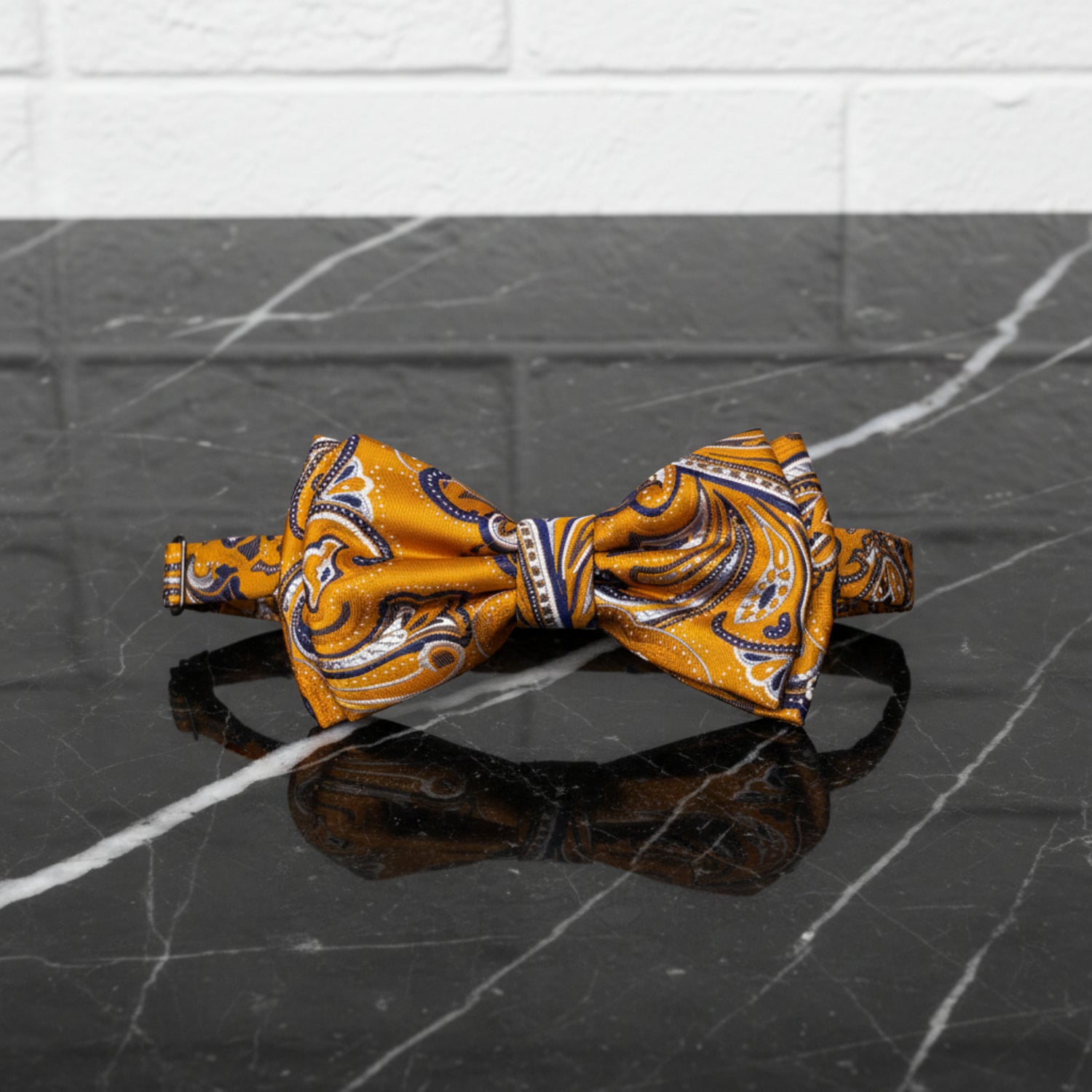 Orange, Purple, White Paisley Bow Tie Pre Tied