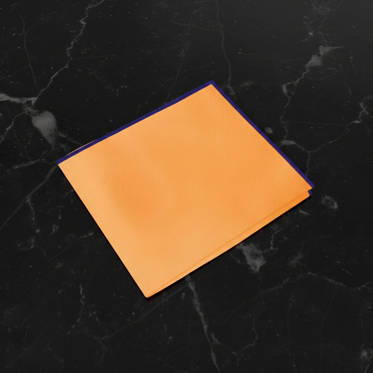 A Solid Orange with Dark Blue Edge Pocket Square