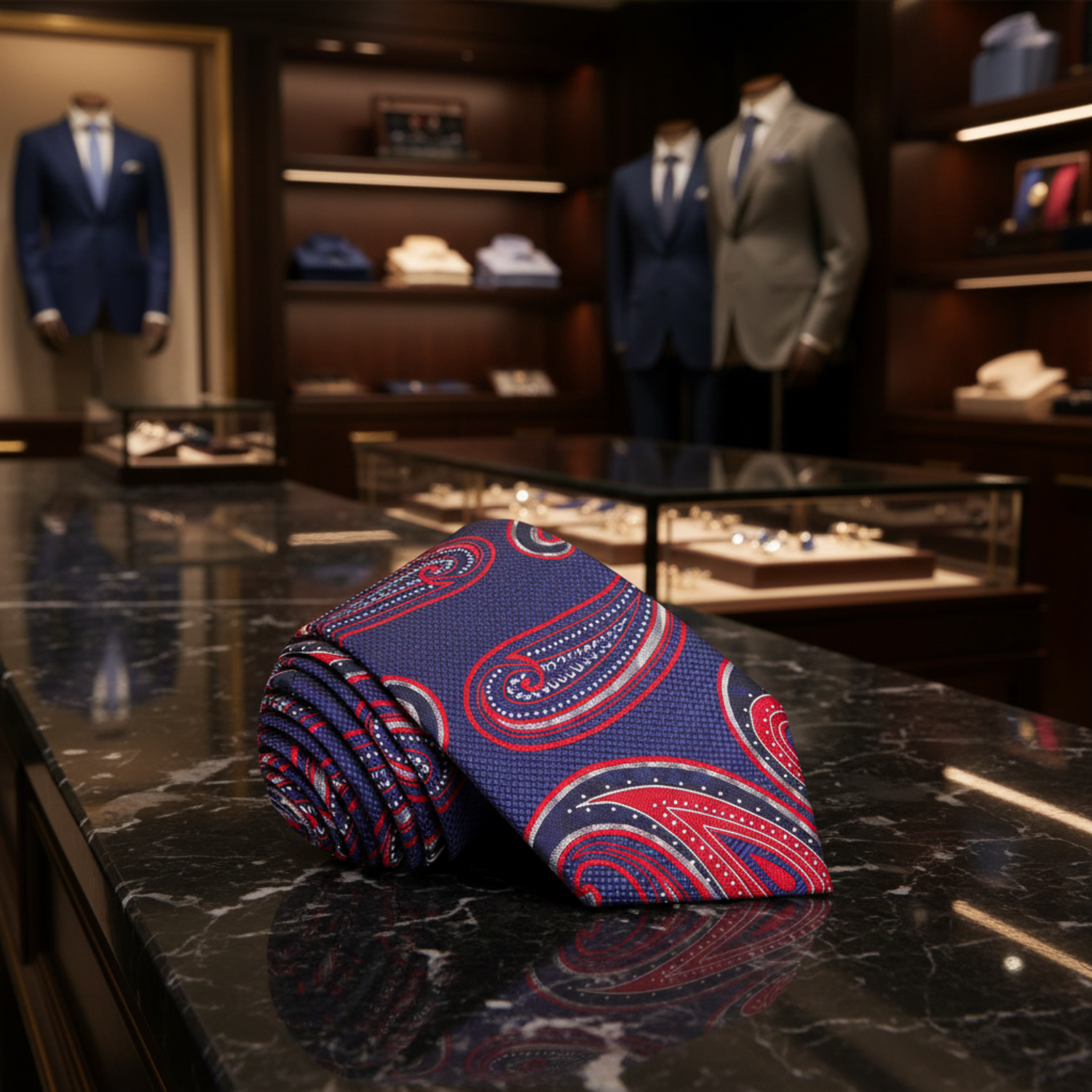 Blue, Red Paisley Tie