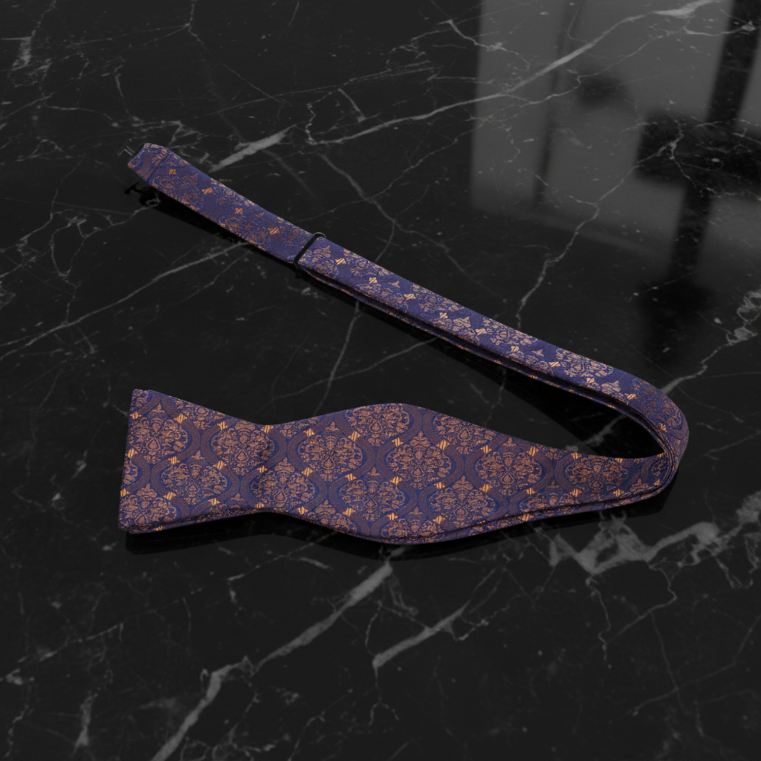 Deep Blue and Rich Orange Abstract Bow Tie Self Tie