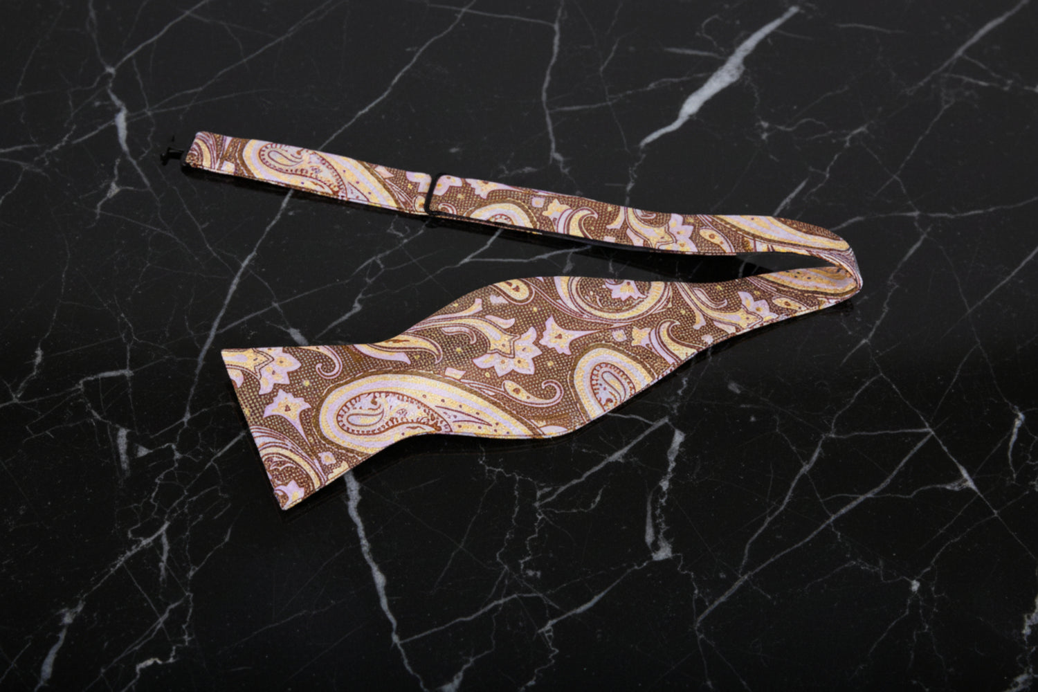 Pale Gold, Crimson Paisley Self Tie Bow Tie