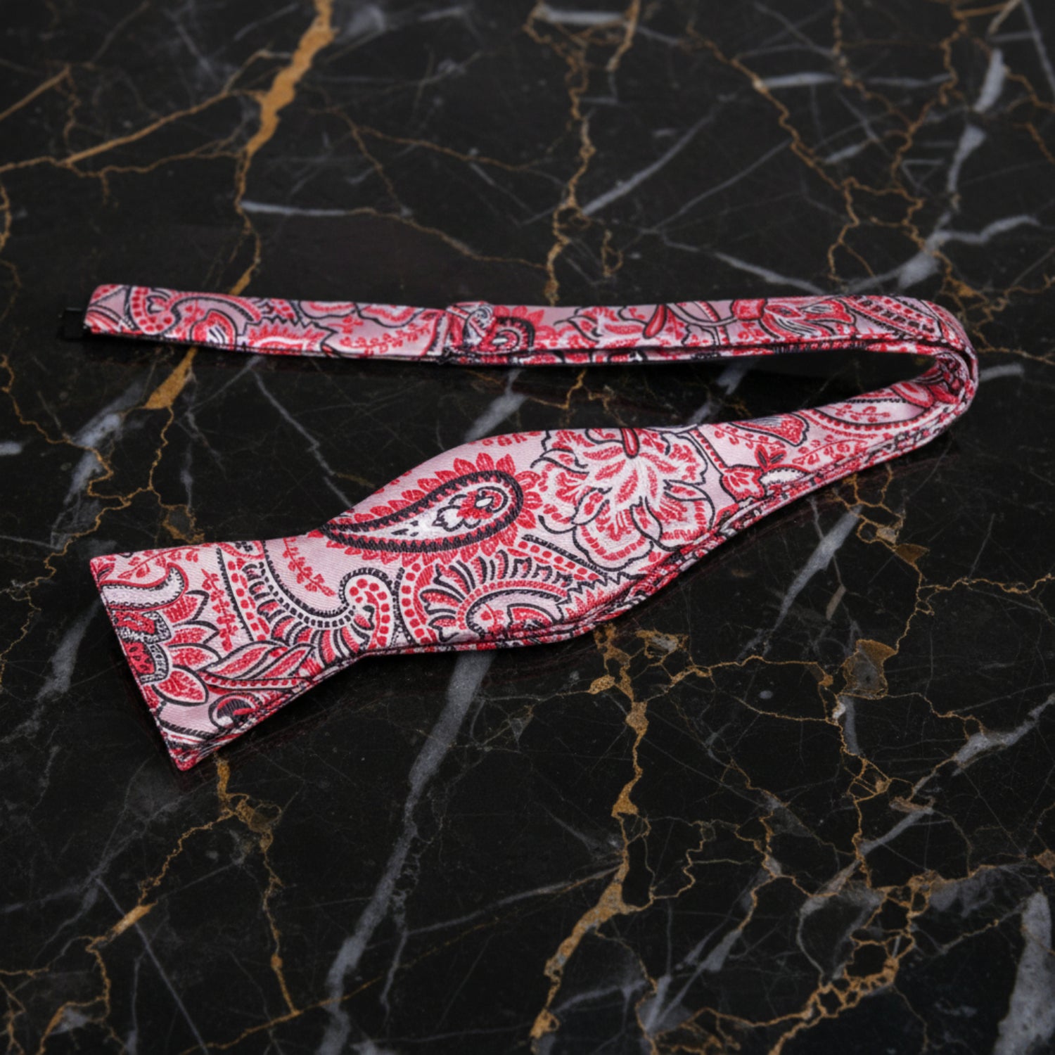 Pink, Red Paisley Self Tie Bow Tie  