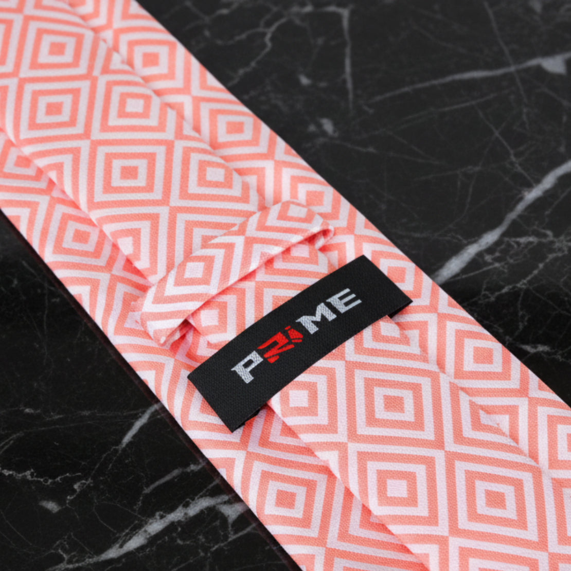 Peachy Pink Geometric Necktie Keep