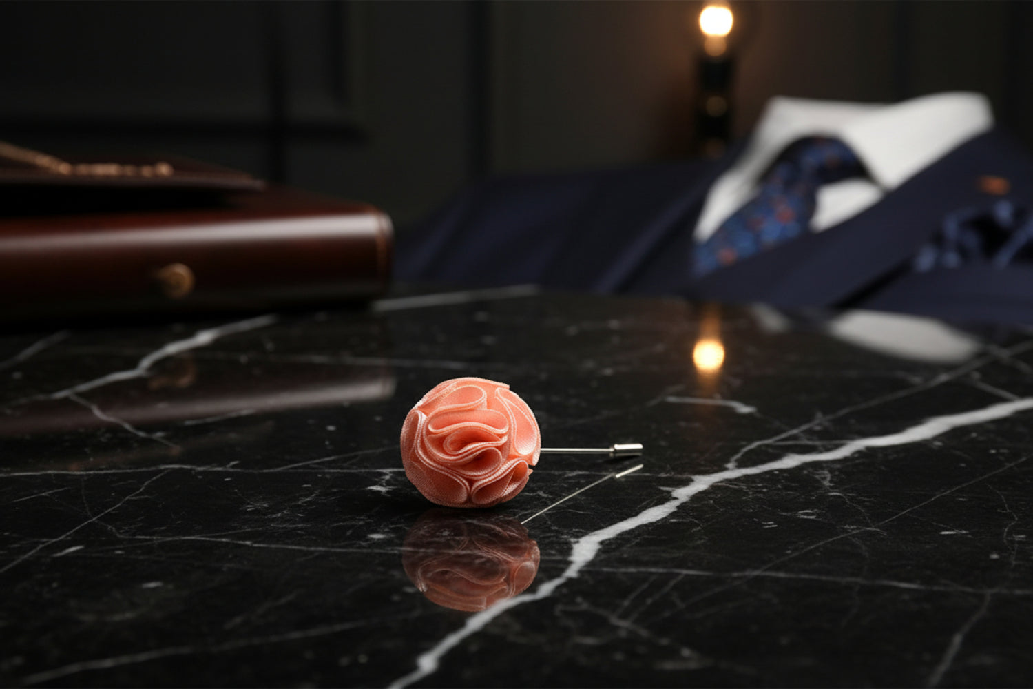 A Peach Leafy Petal Flower Shaped Lapel Pin