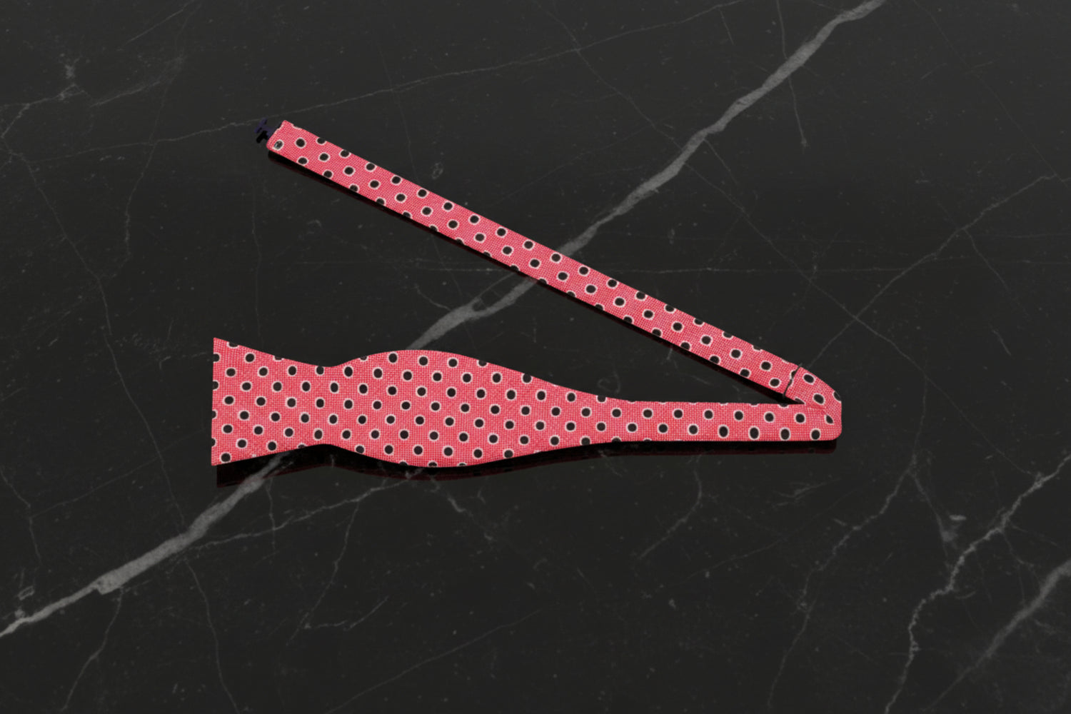 Pink and Black Polka Bow Tie Untied