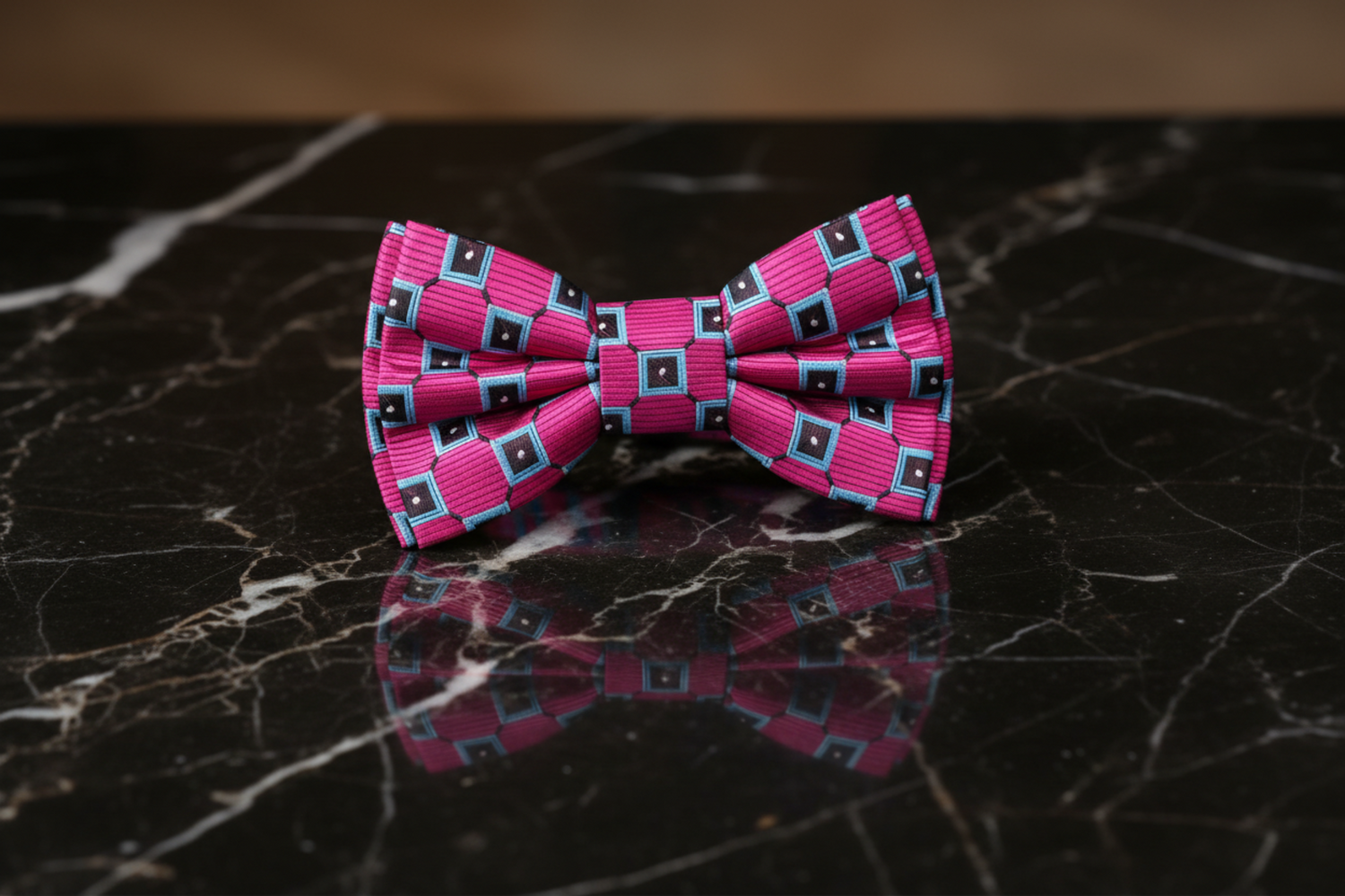 Pink Geometric Bow Tie 