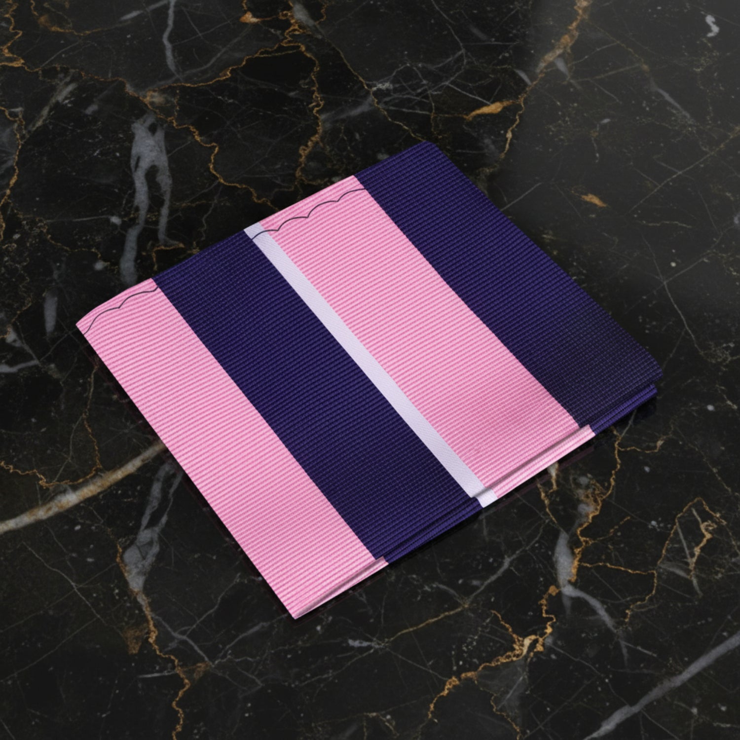A Pink, Blue Stripe Pattern Silk Pocket Square