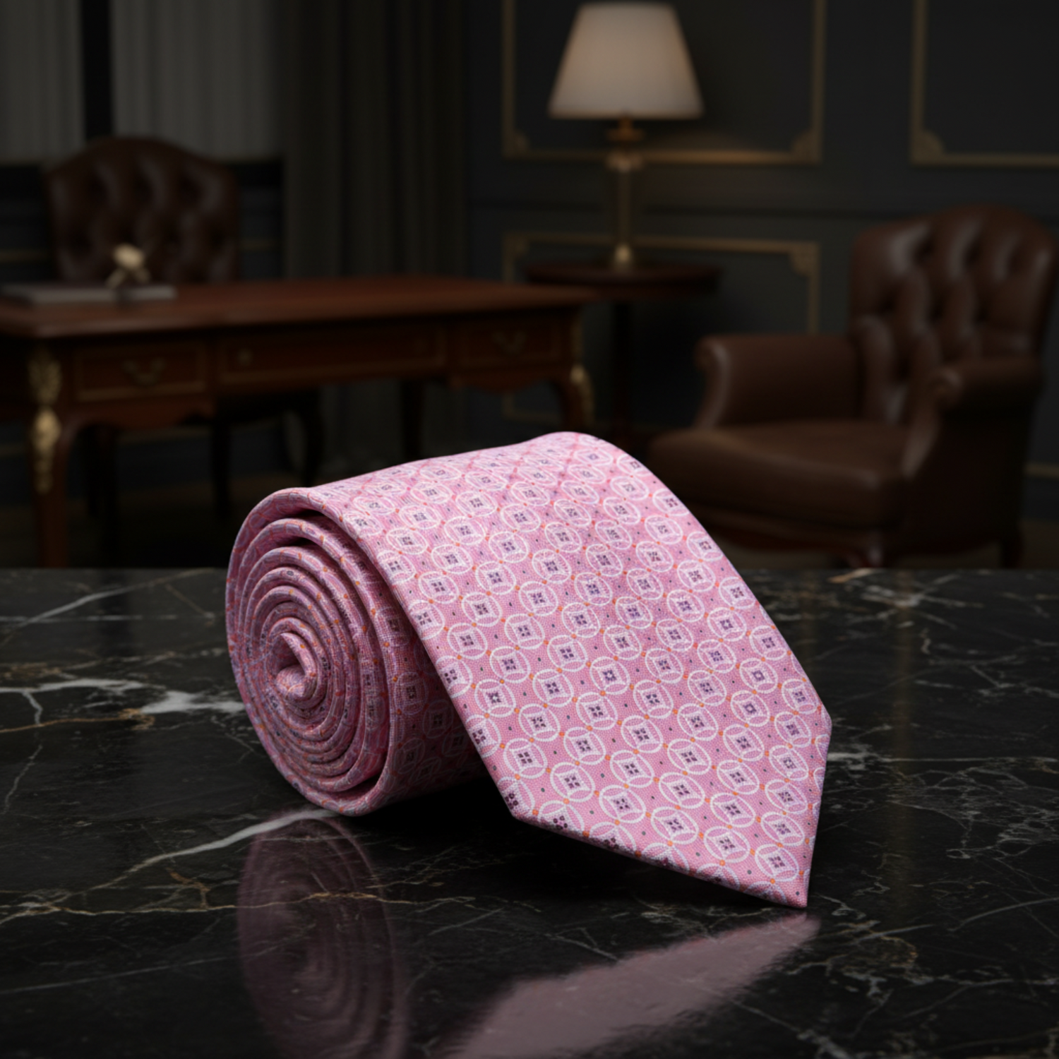 Pink and Orange Geometric Tie