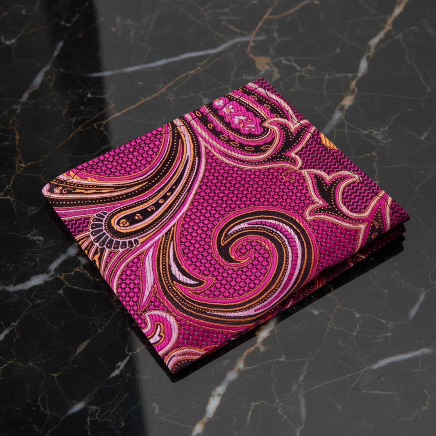A Pink Paisley Pattern Pocket Square