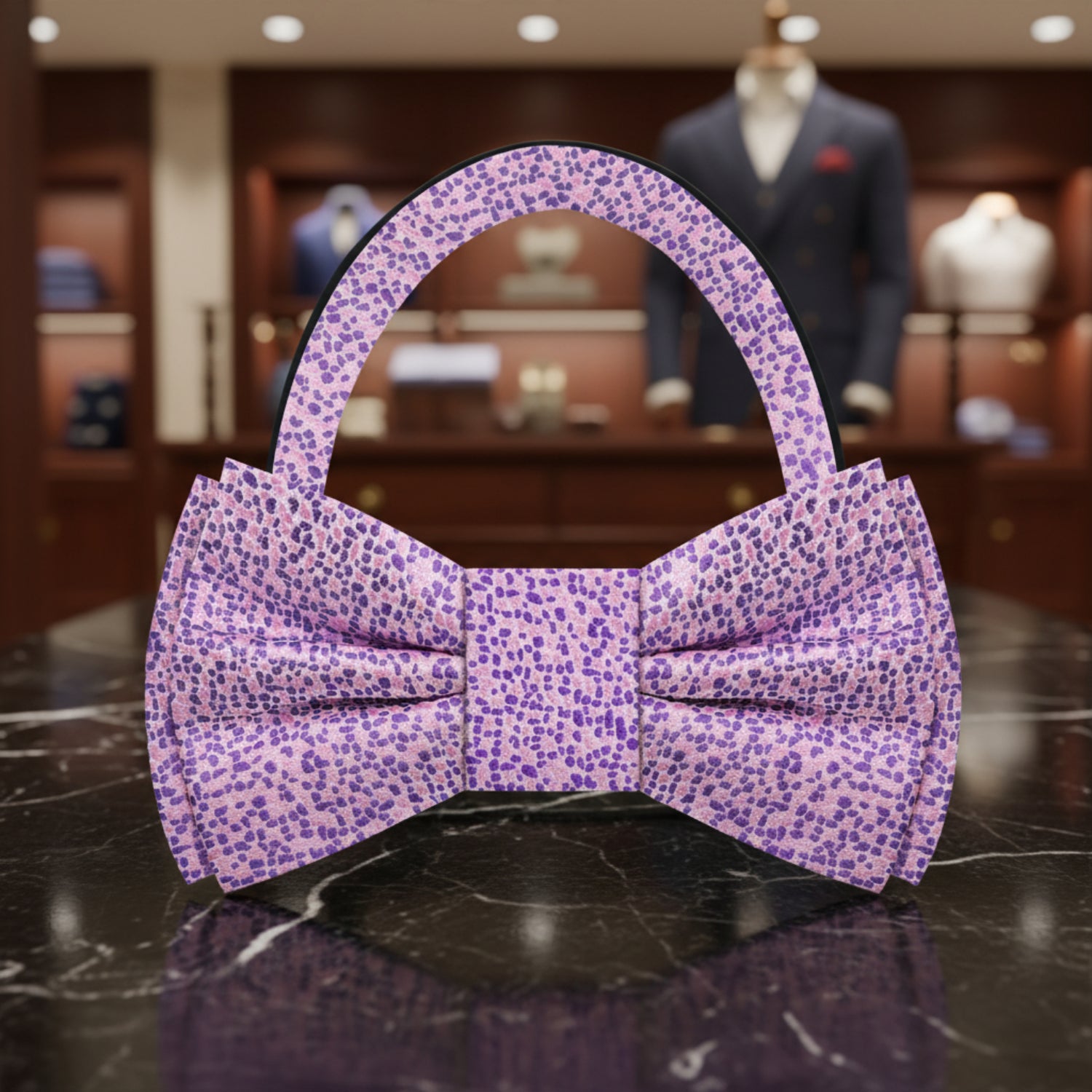 Pink with Purple Specks Pre Tied Bow tie