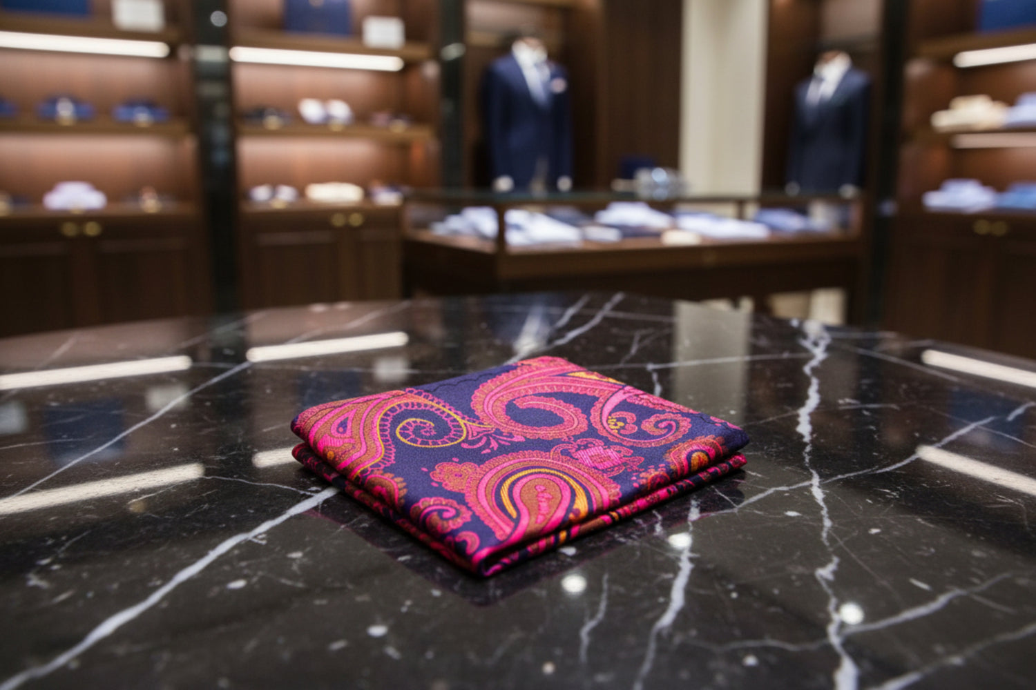 A Ruby Paisley Pattern Pocket Square