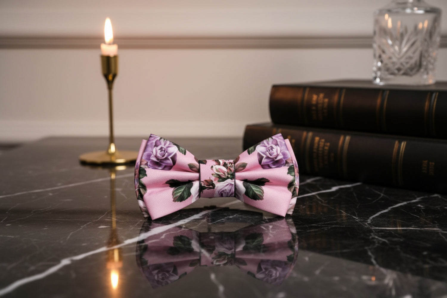 Taffy Pink with Soft Purple, Burgundy Mauve Floral Bow Tie