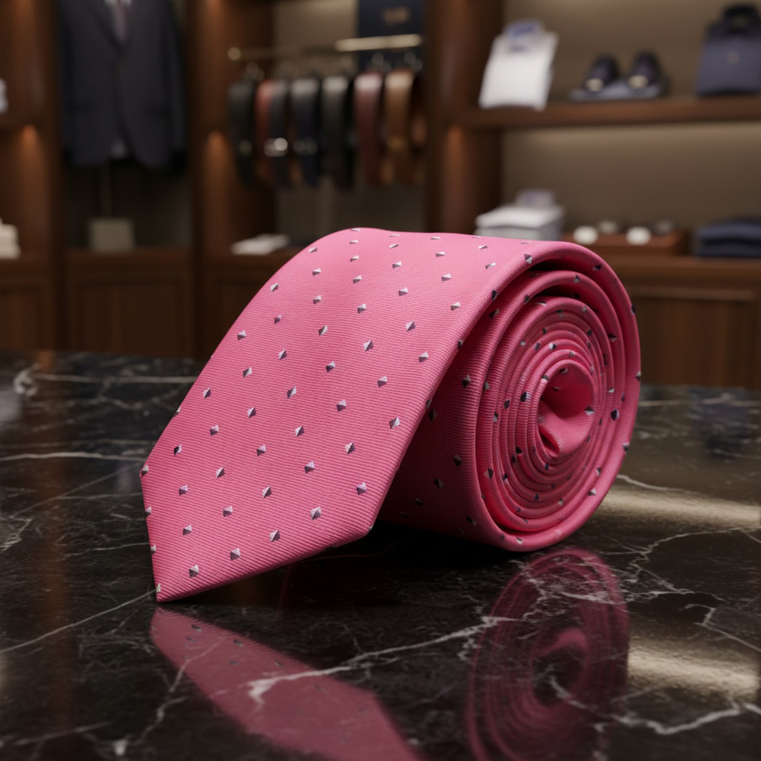 Pink, White Geometric Tie