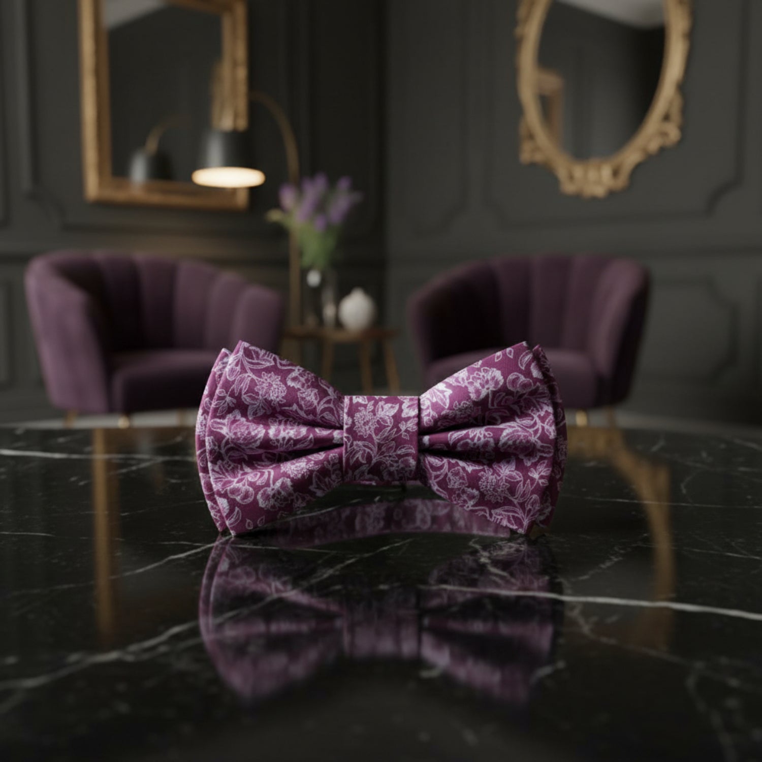 ||Rich Lavender Floral Bow