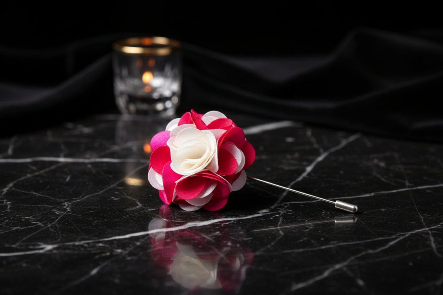White Pink Apple Flower Lapel Pin||Pink Apple, White