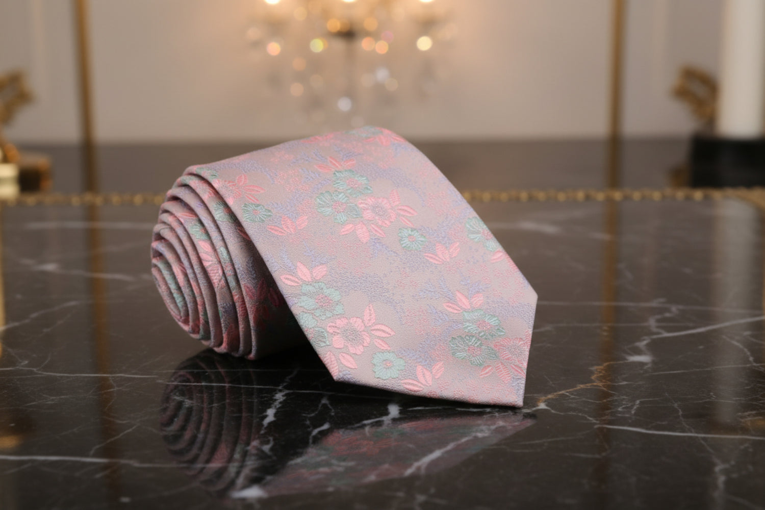 ||Pink/Mint Floral Tie