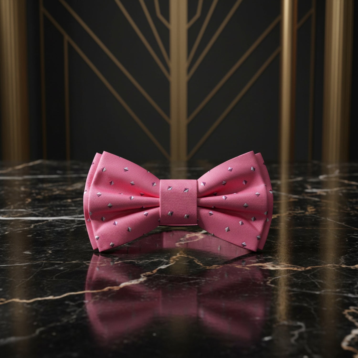 Pre Tied: Pink, White Diamonds Bow Tie