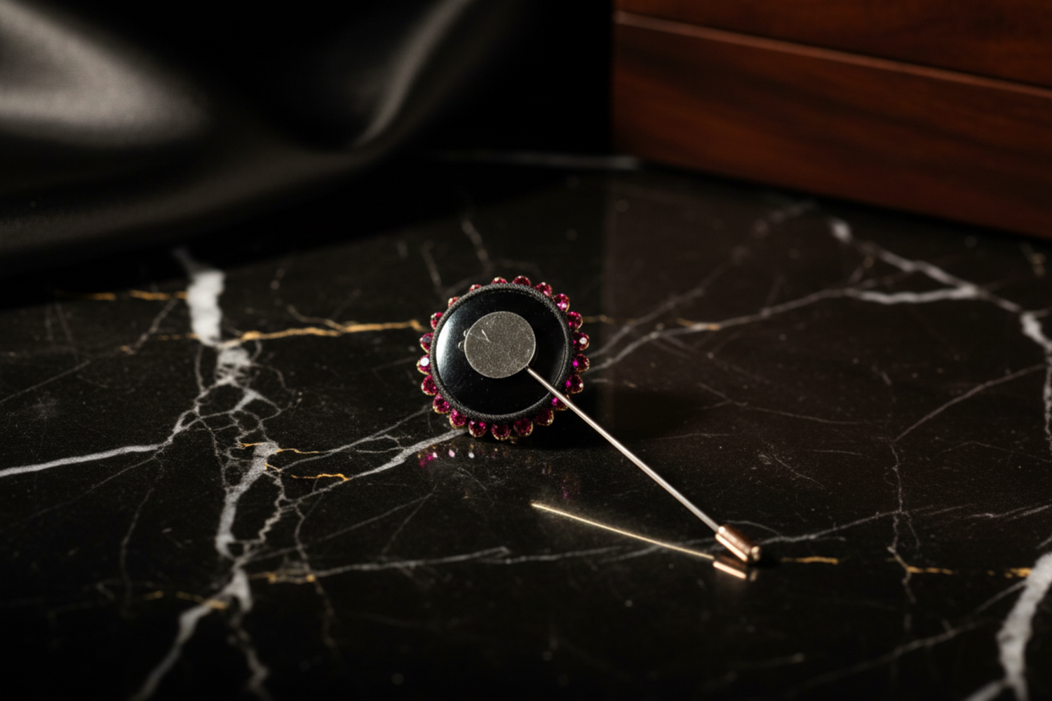 Purple and Clear Stone Cushion Lapel Pin