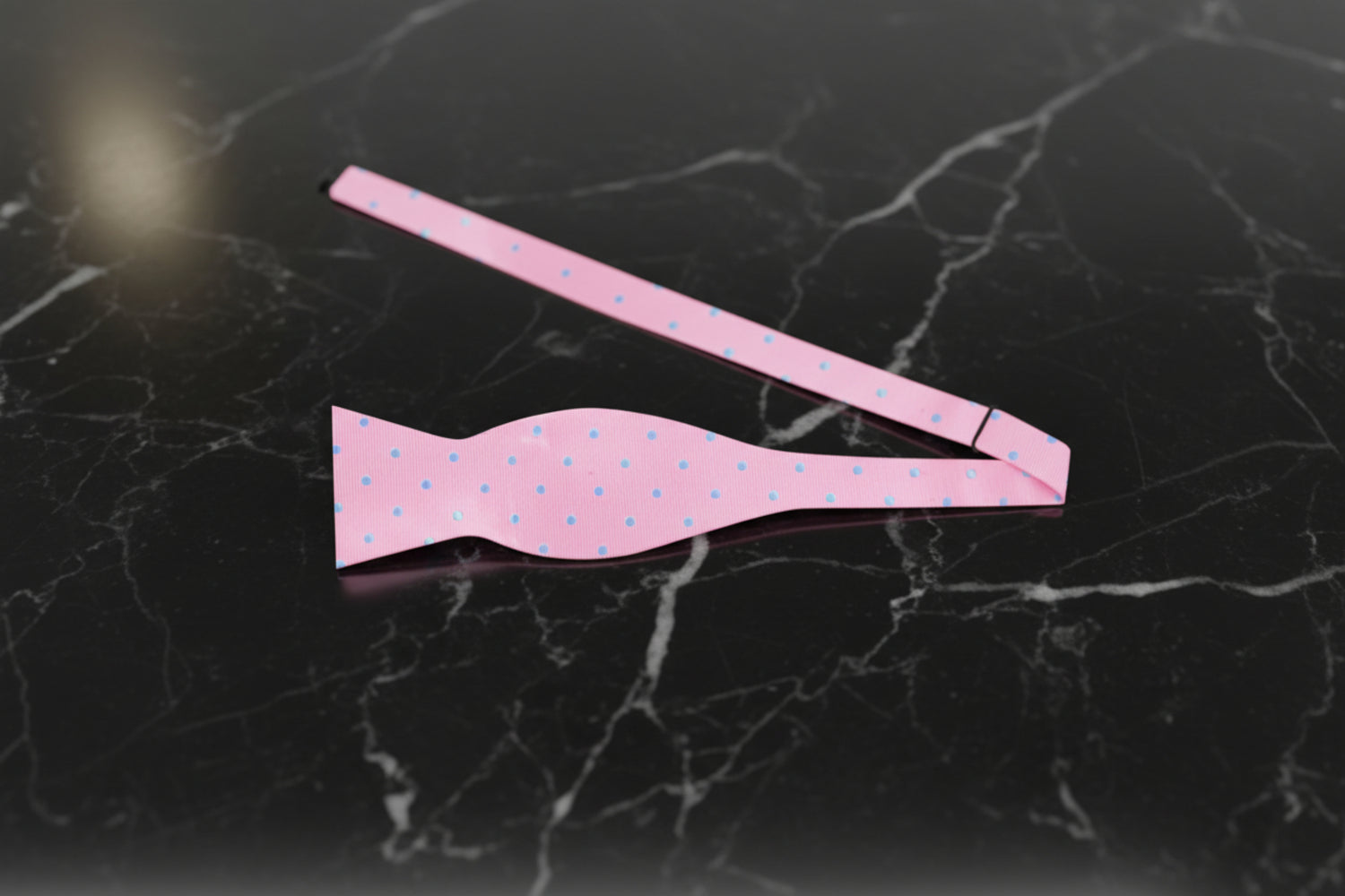 Pink with Light Blue Dots Self Tie Bow Tie  