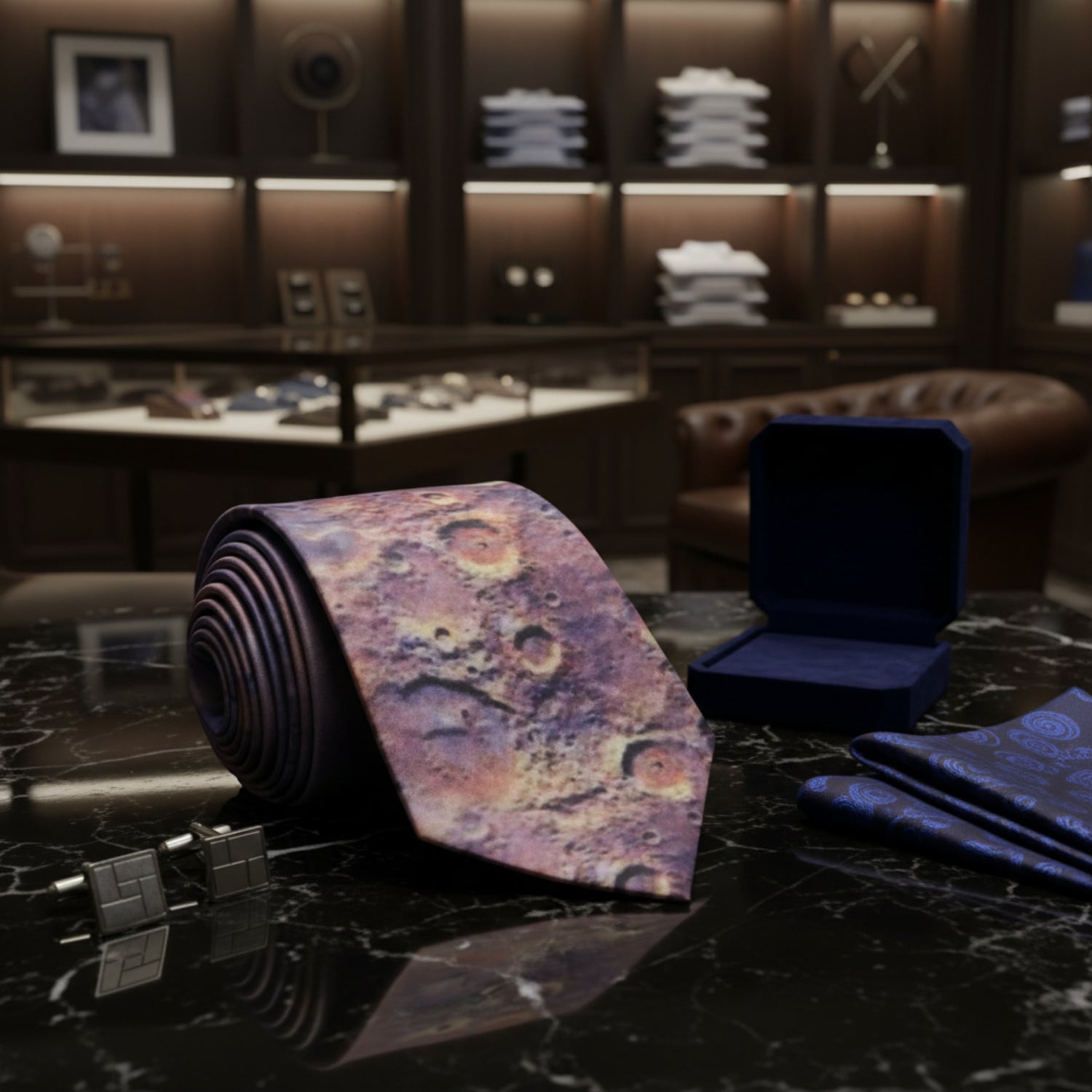 Blue, Orange Mars Crater Tie 