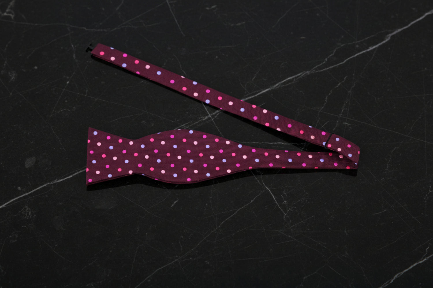 Plum, Peach, Purple Polka Bow Tie Untied