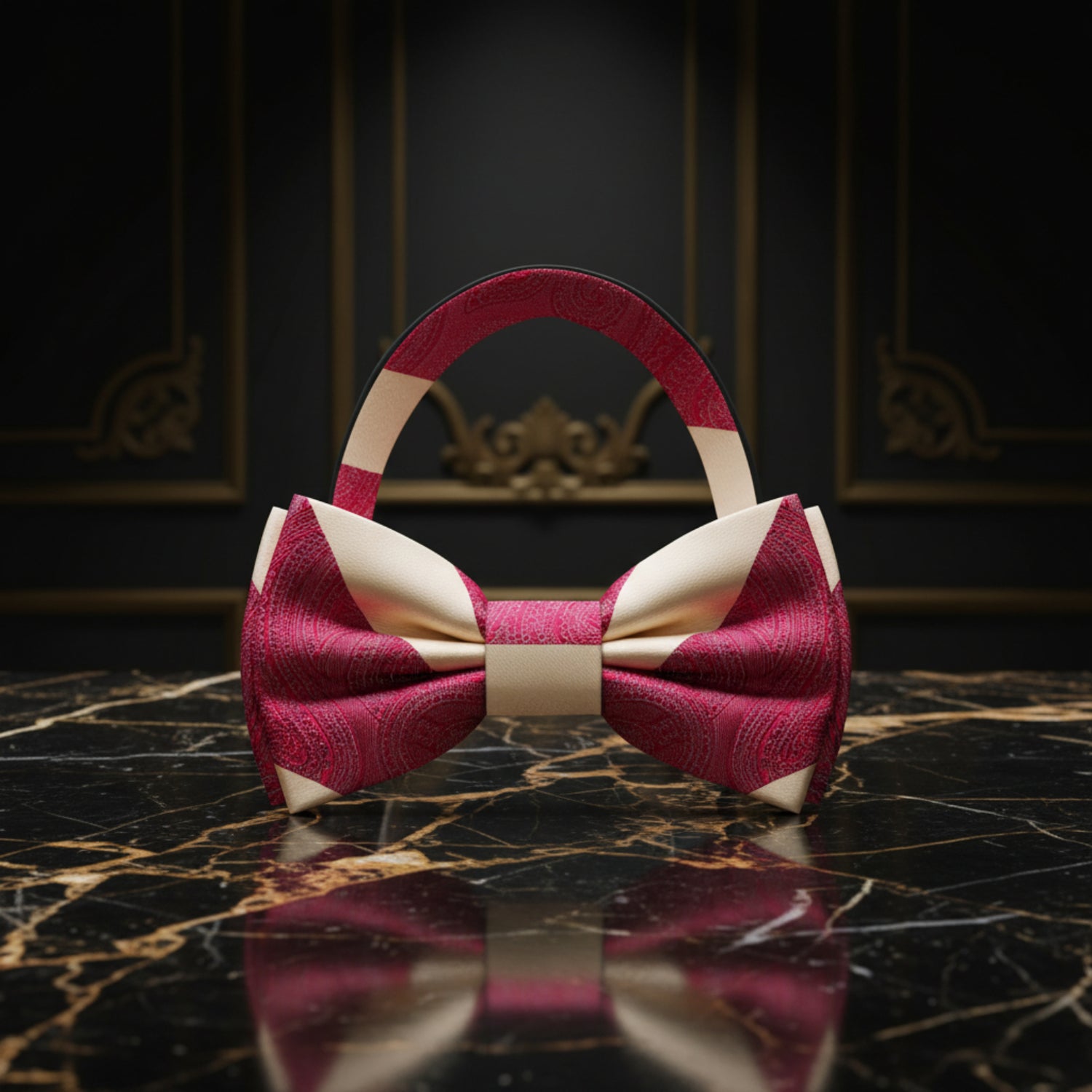 Plum and Shortbread Paisley Bow Tie