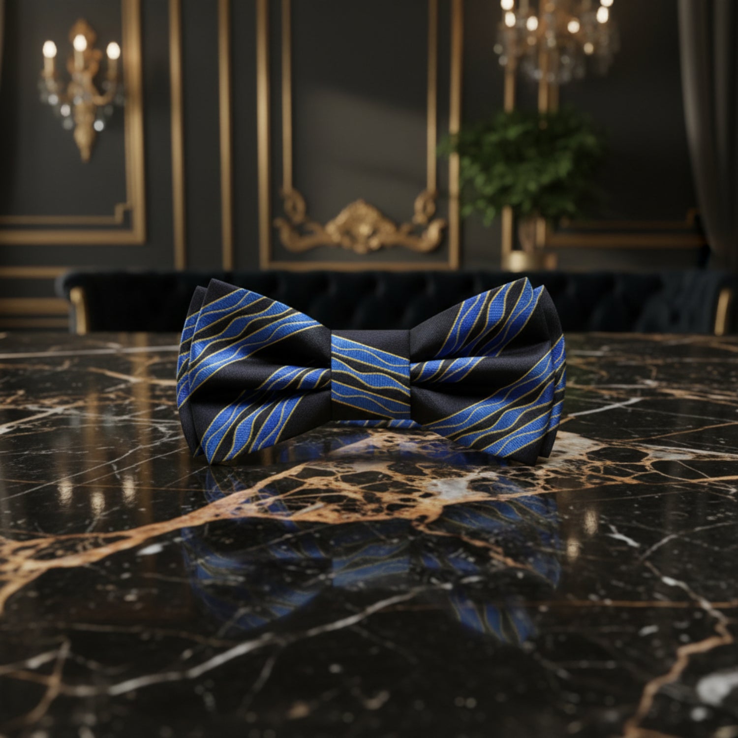 ||Black, Blue Bow Tie Single