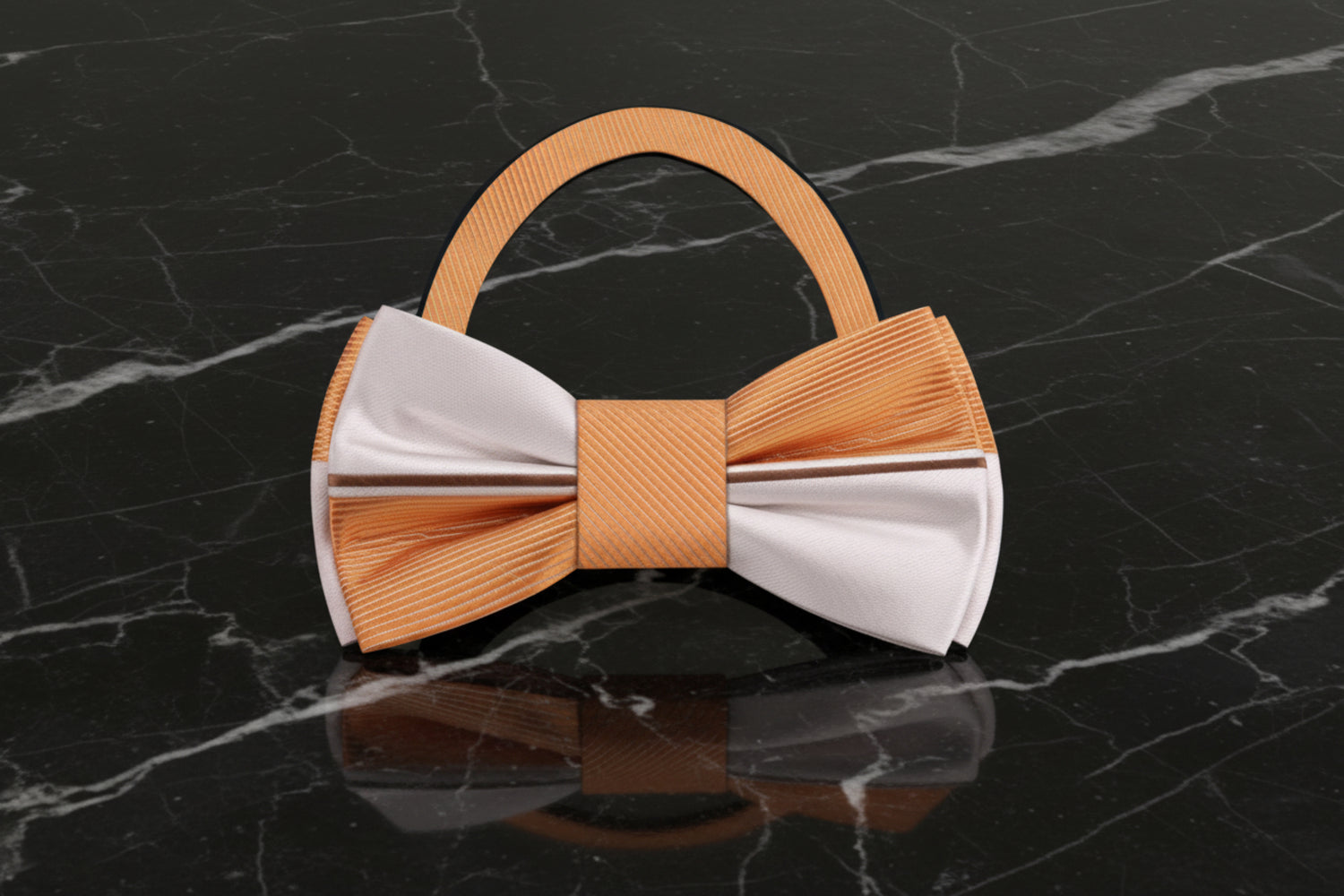 Light Orange, Orange, Brown Stripe Bow Tie Pre Tied