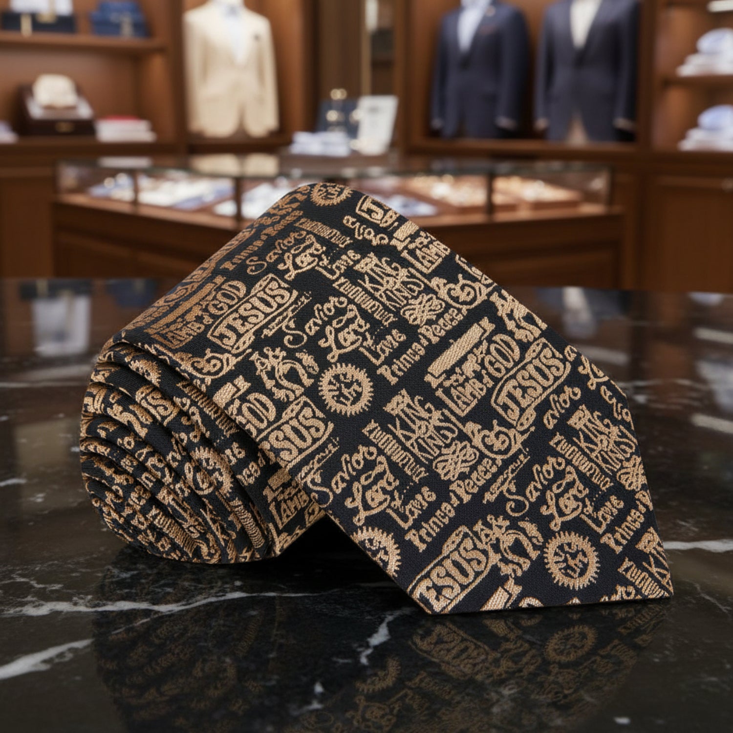 Shades of Brown Jesus Themed Necktie 