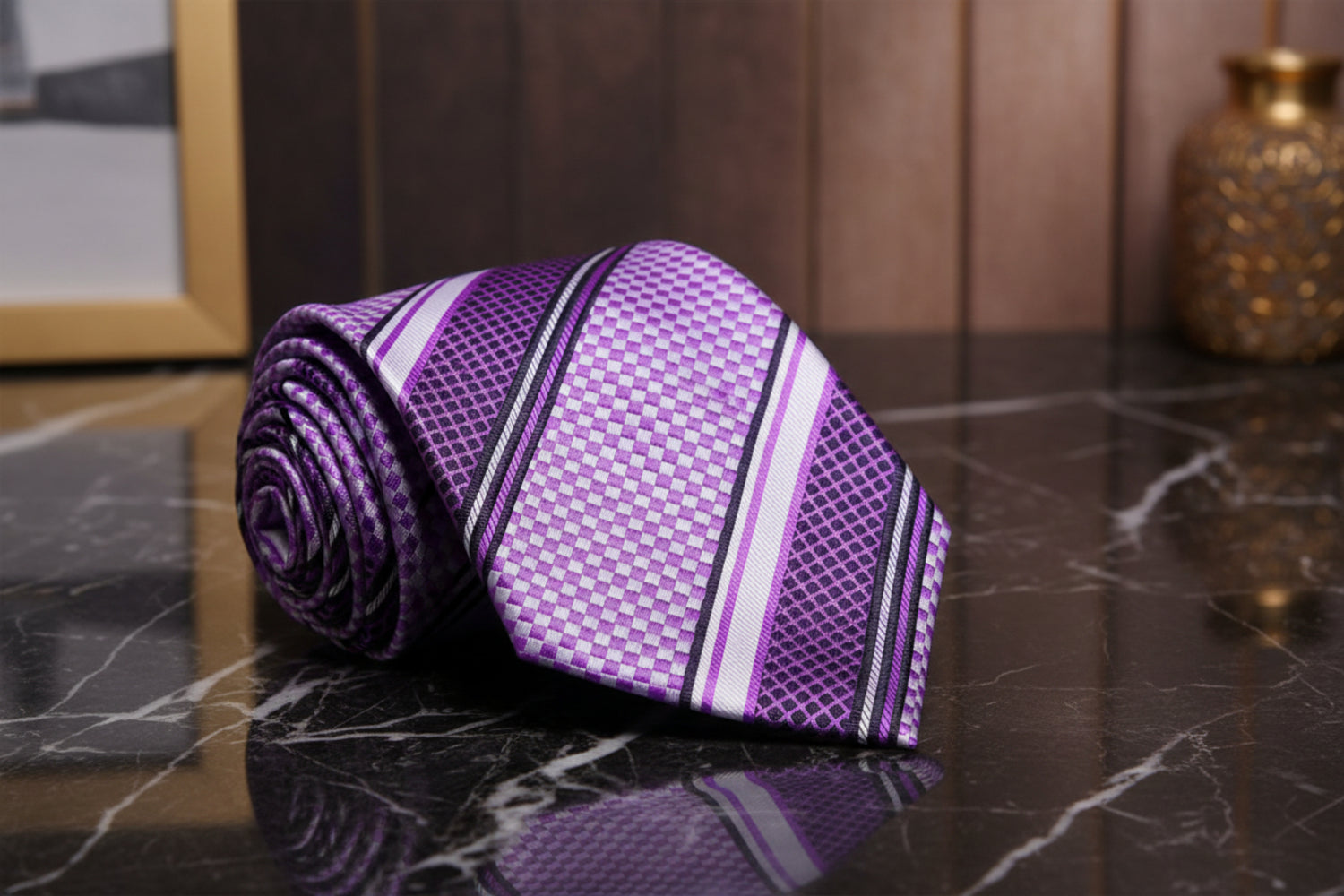 Purple Check tie 