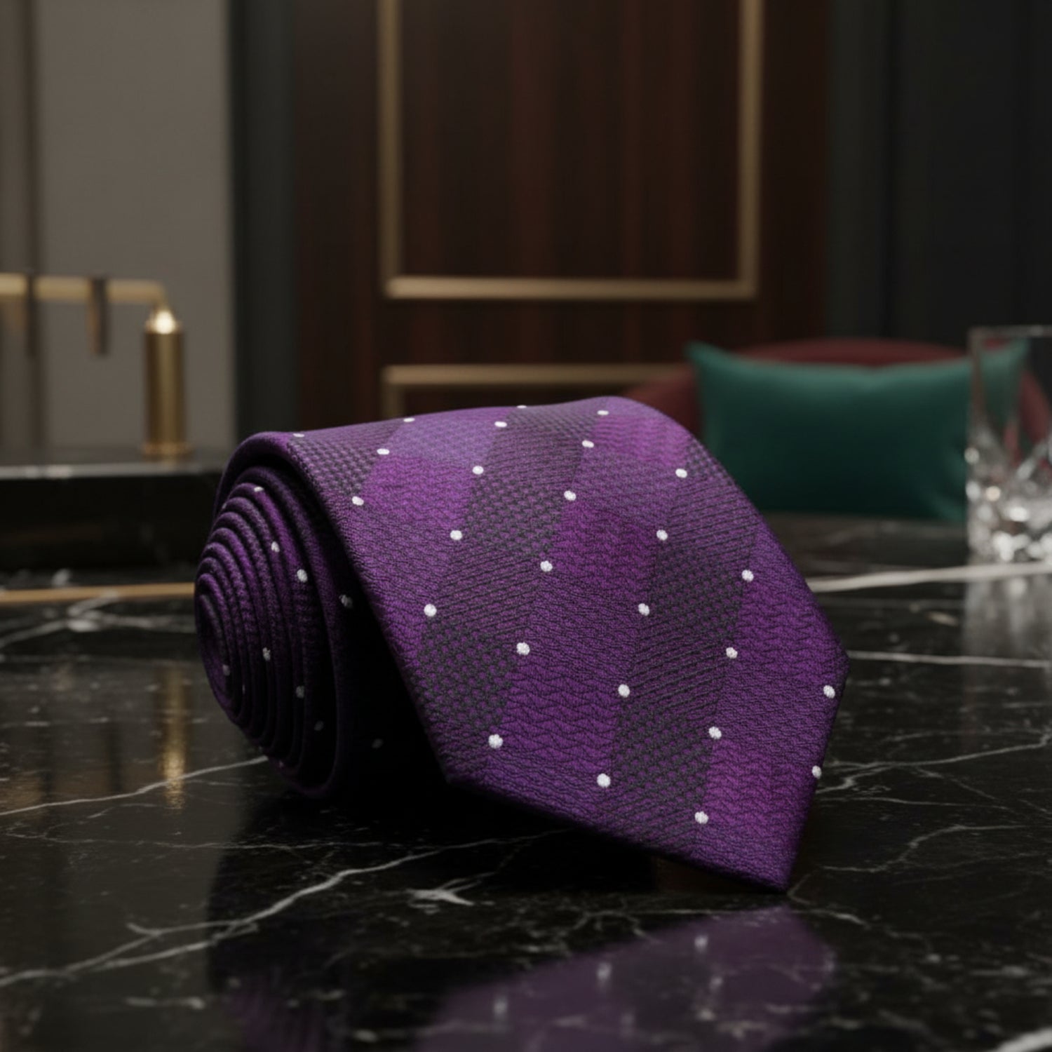 Purple, White Geometric Tie
