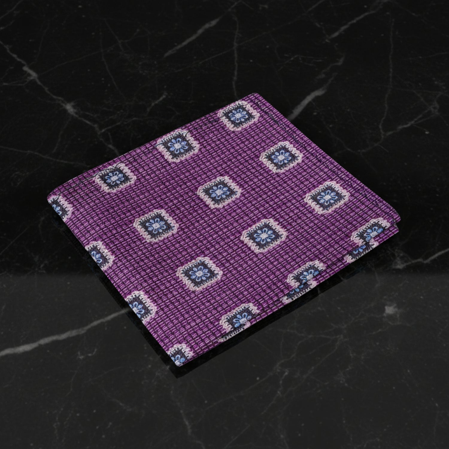 Purple Geometric Medallion Pocket Square
