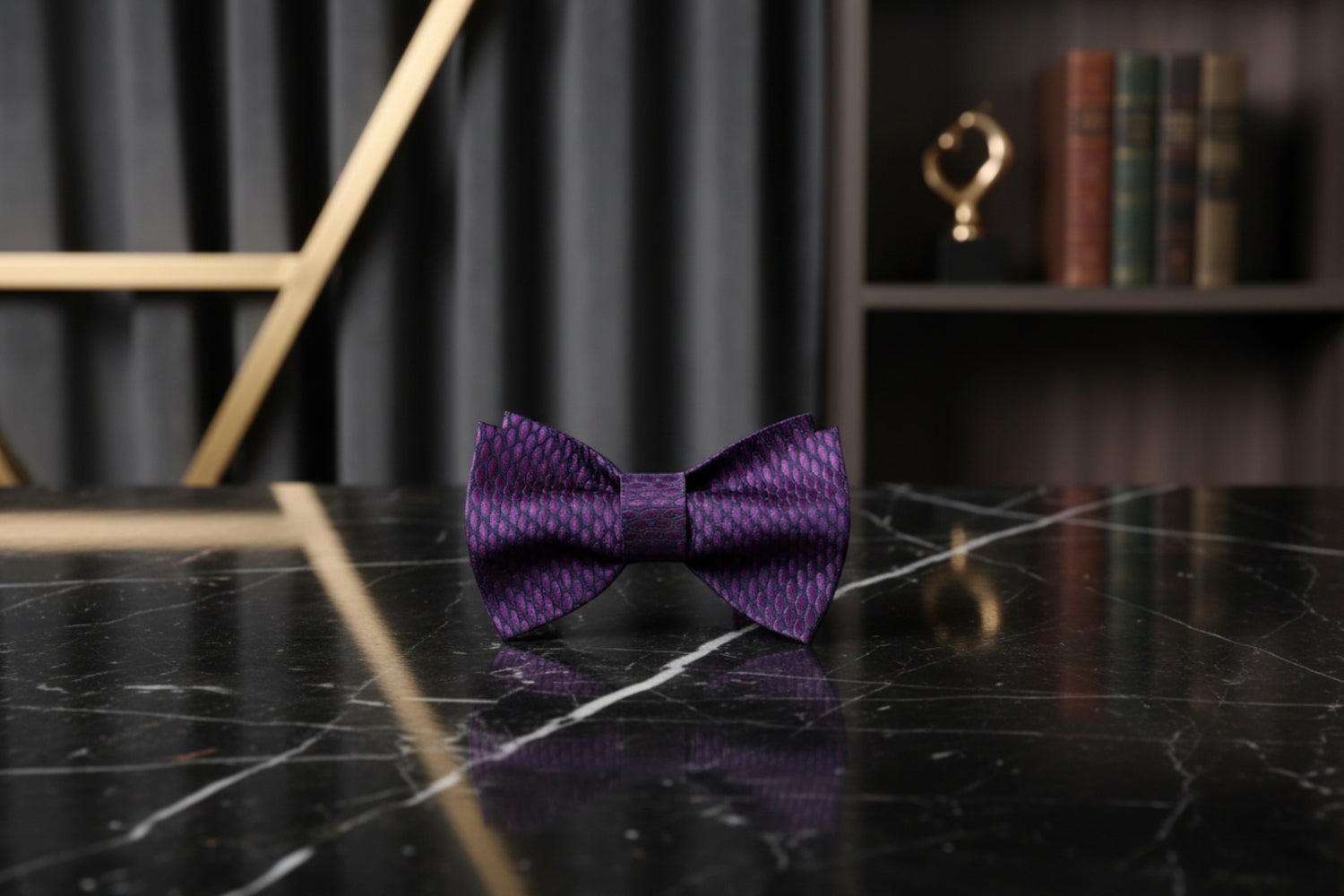 Purple, Black Geometric Bow Tie  