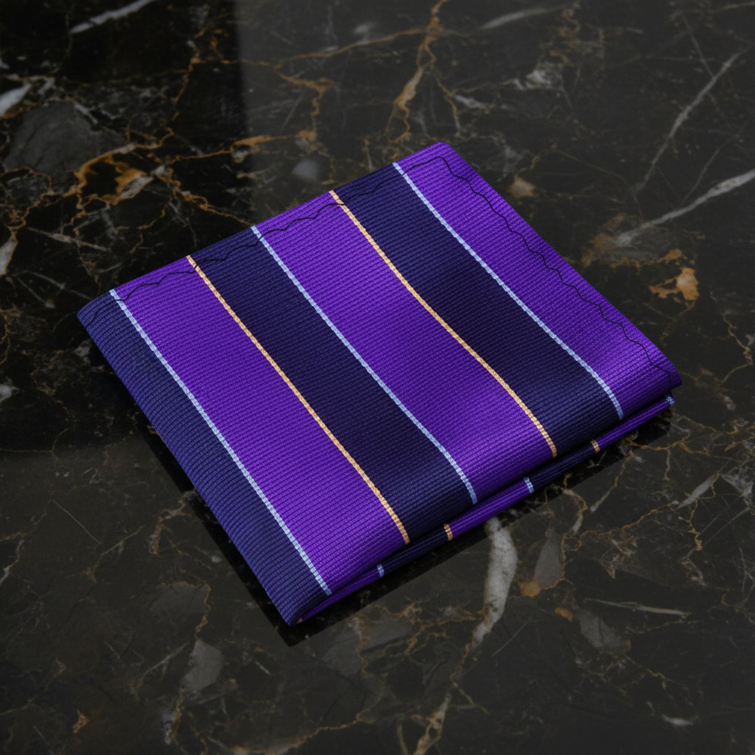 A Purple, Blue Stripe Pattern Pocket Square