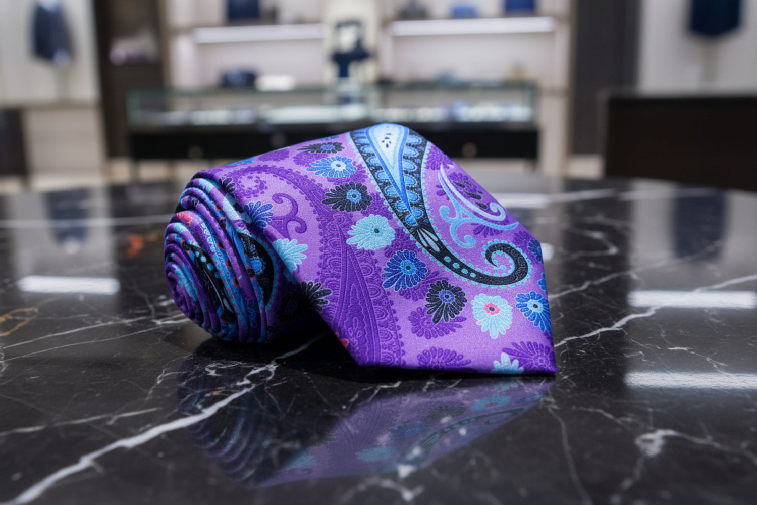 Purple, Blue Paisley Tie