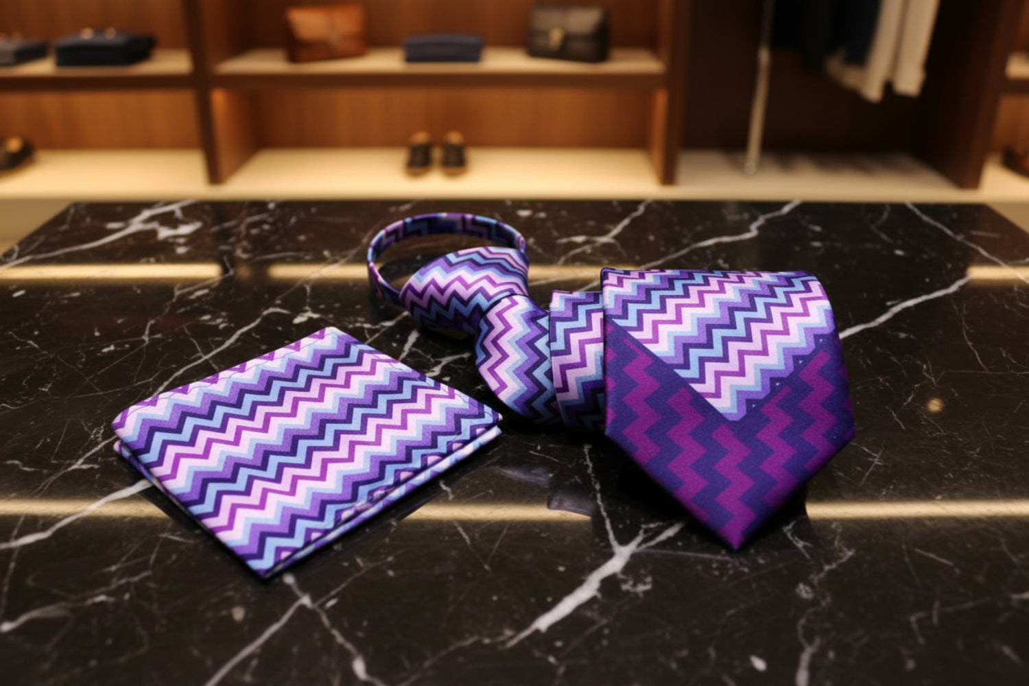 PurpleBluePinkThrive Tie and Square Zipper