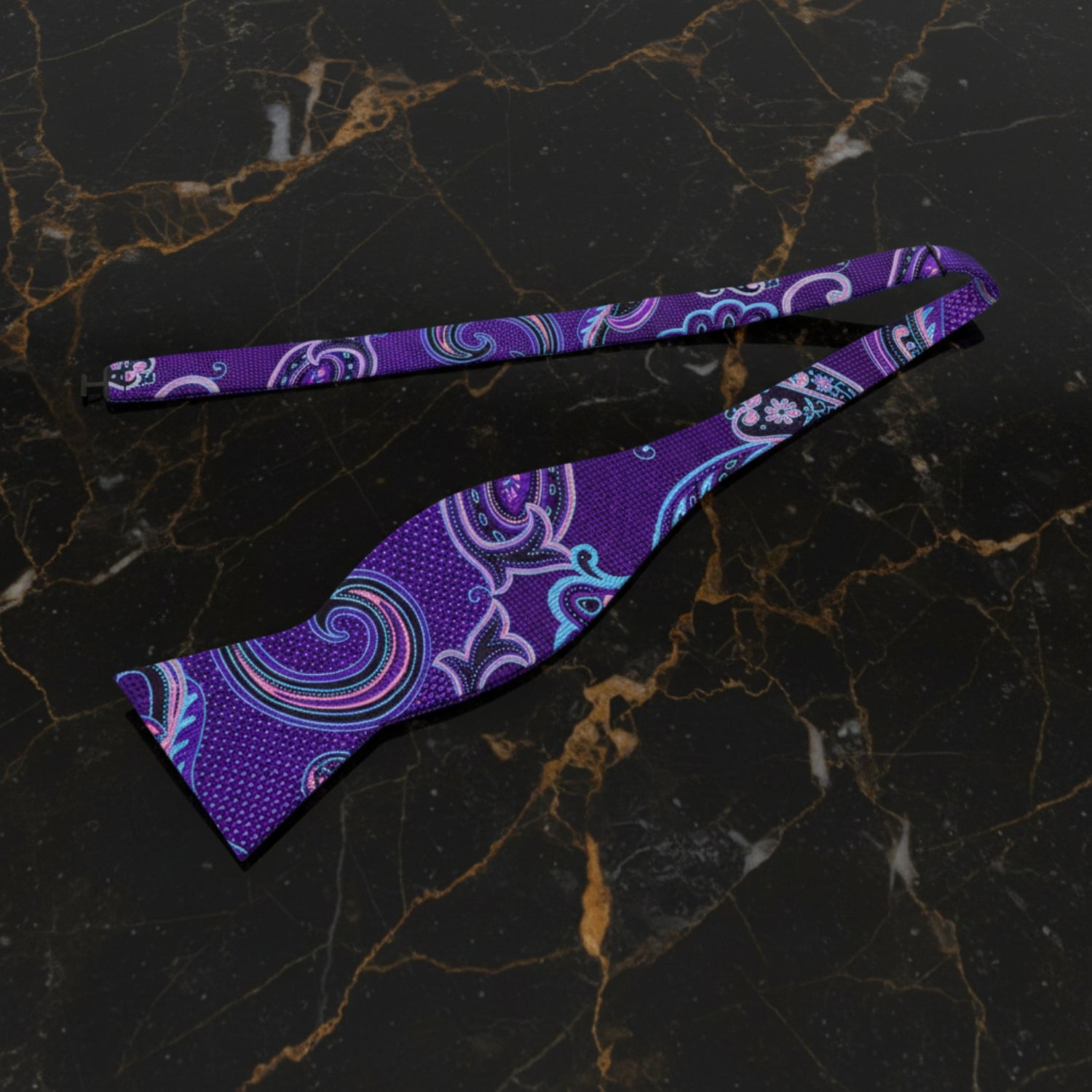 Purple Paisley Bow Tie Untied