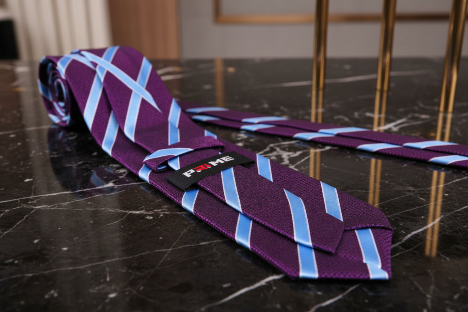 Purple, Light Blue Stripe Tie Keep