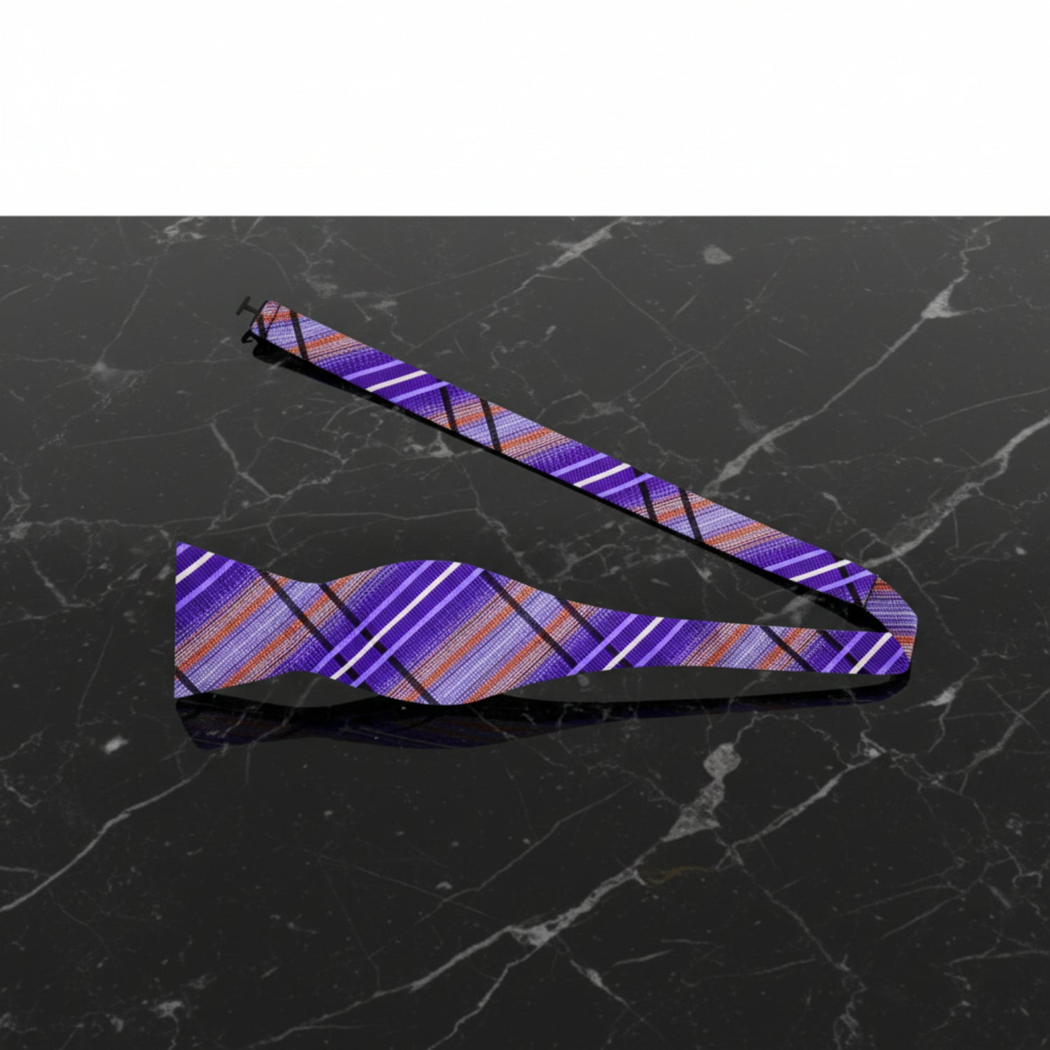 Purple, Brown and Black Plaid Bow Tie Untied